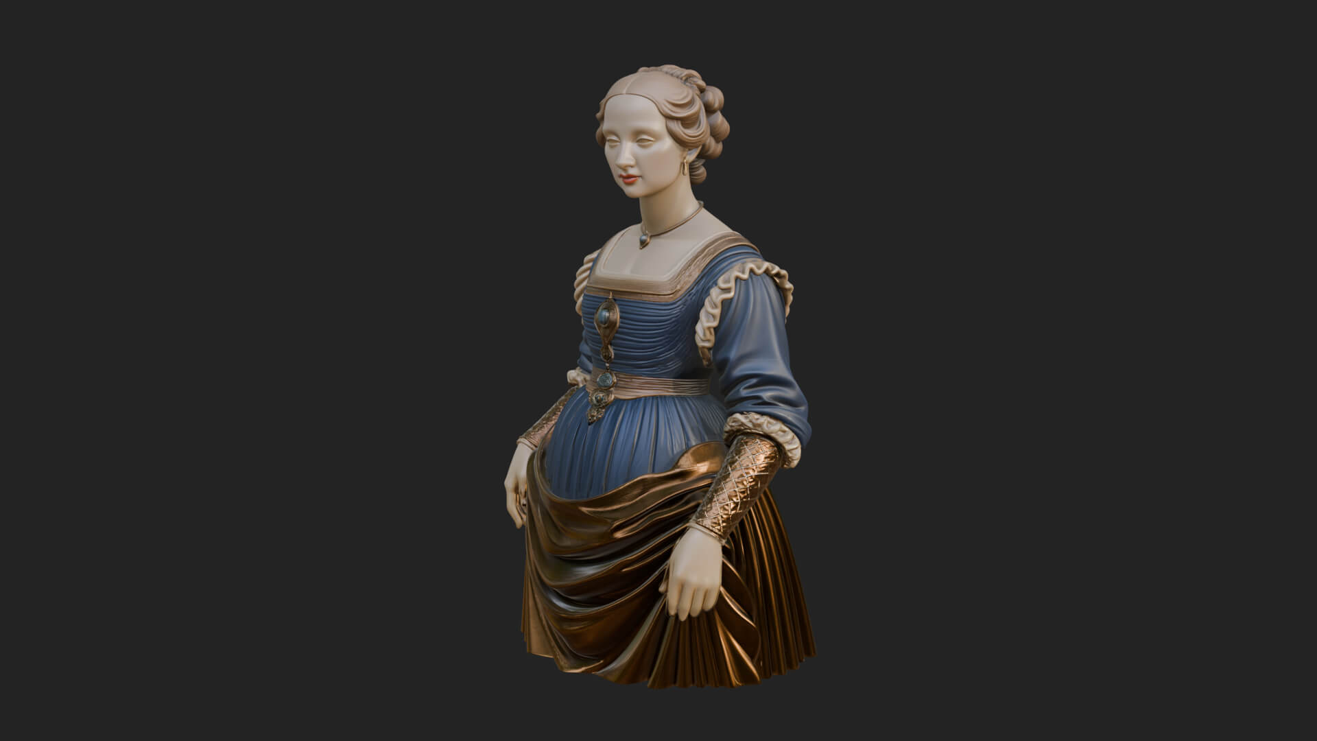 Victorian Lady Gown Statue Design 5 3D Print Model 3D Model