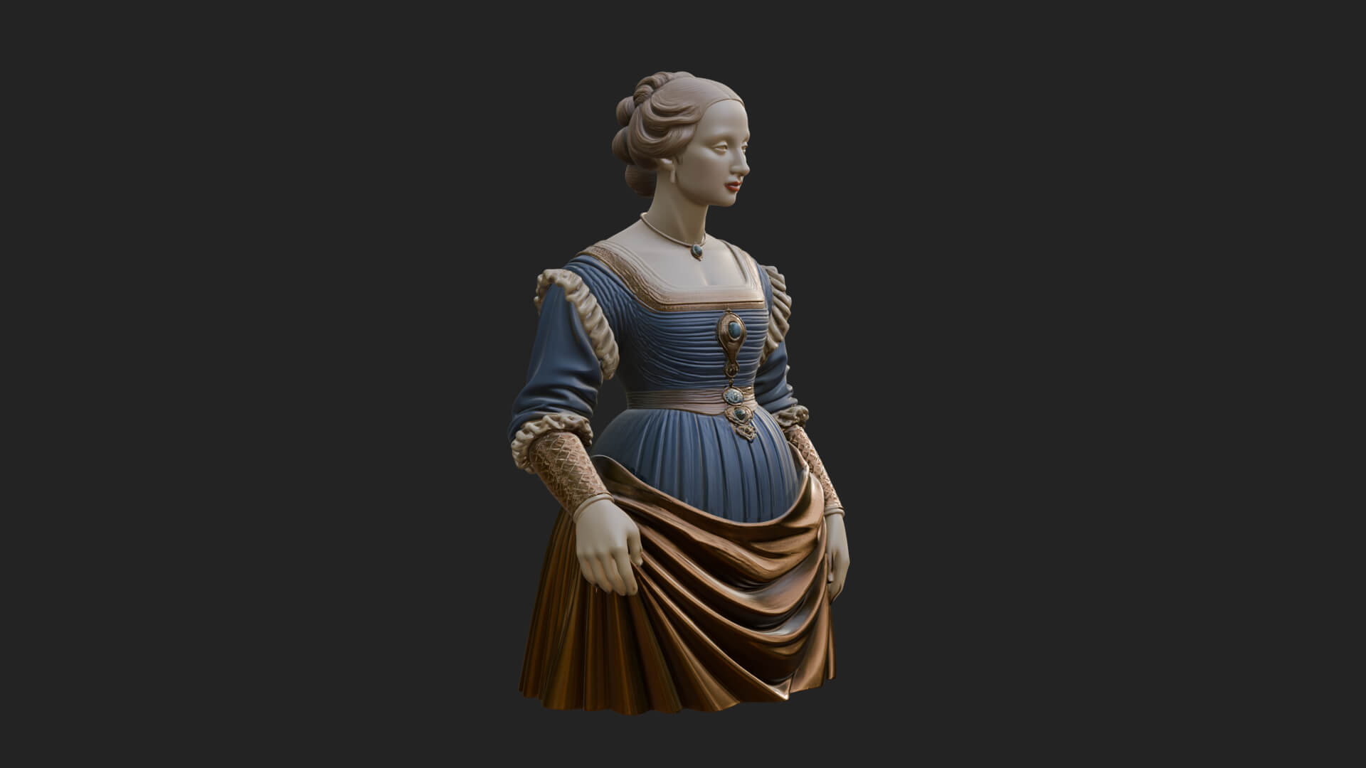Victorian Lady Gown Statue Design 5 3D Print Model 3D Model
