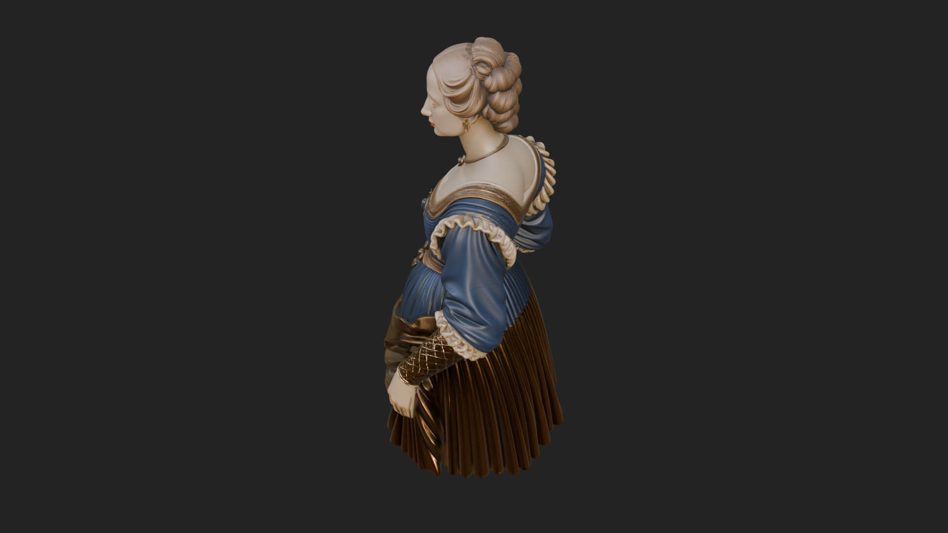 Victorian Lady Gown Statue Design 5 3D Print Model 3D Model