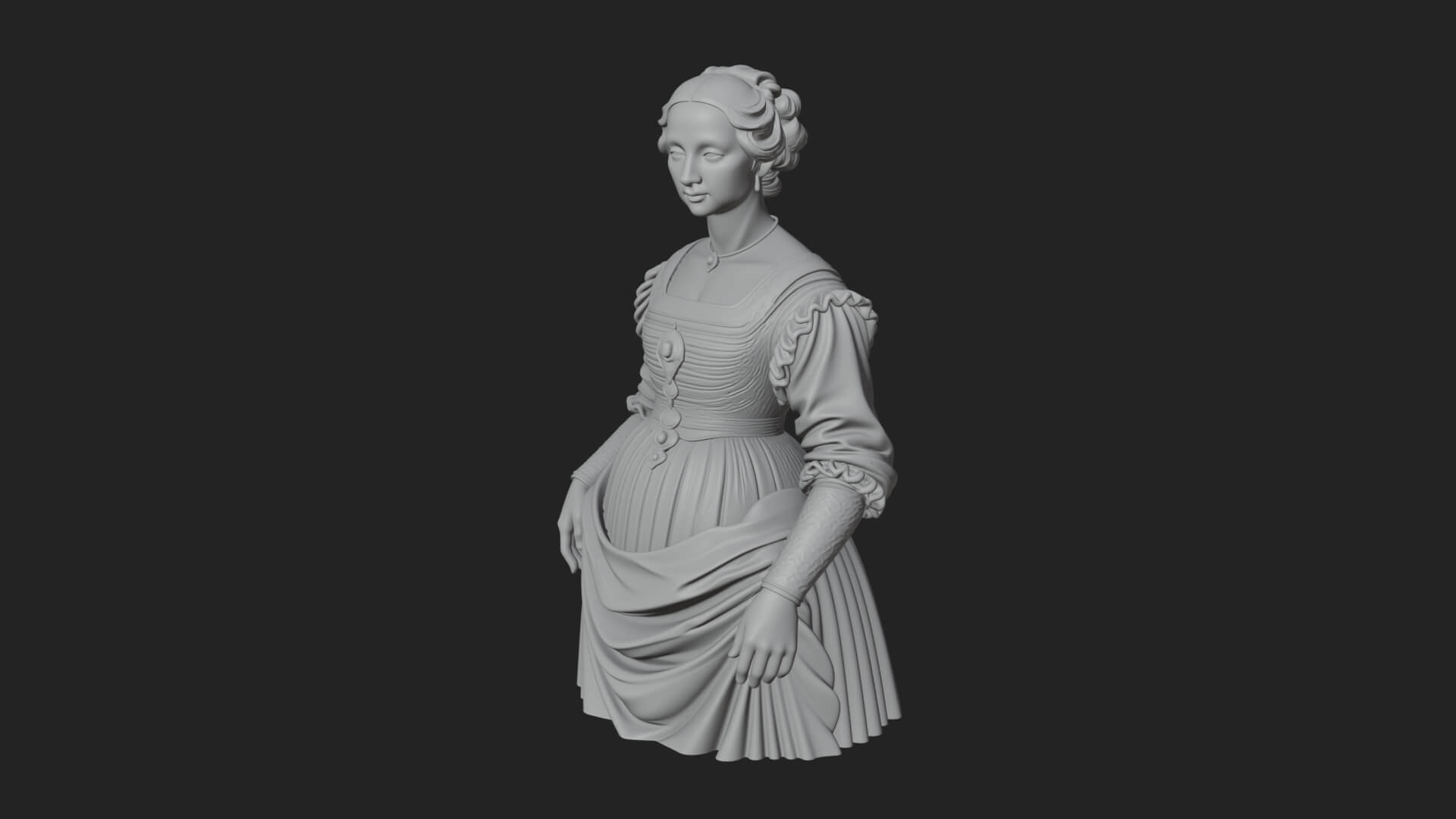 Victorian Lady Gown Statue Design 5 3D Print Model 3D Model