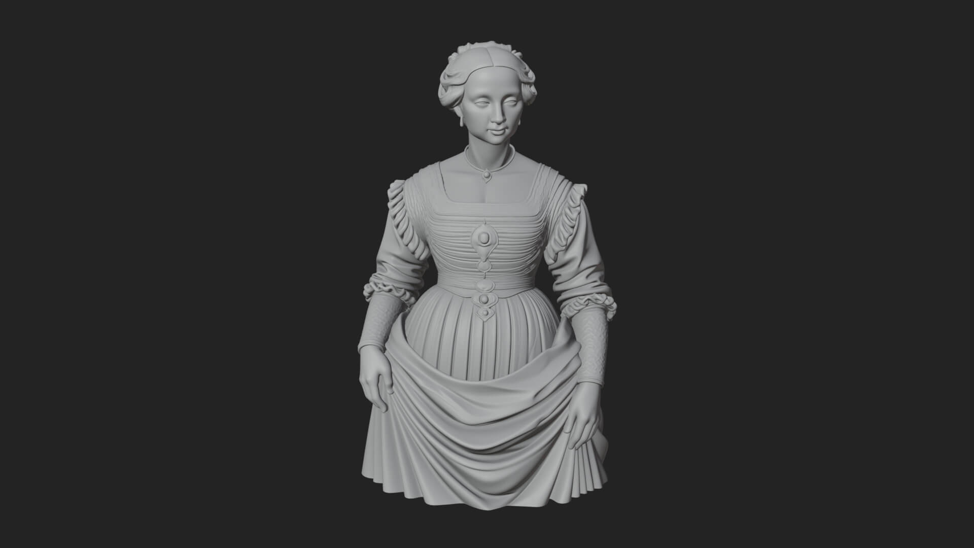 Victorian Lady Gown Statue Design 5 3D Print Model 3D Model