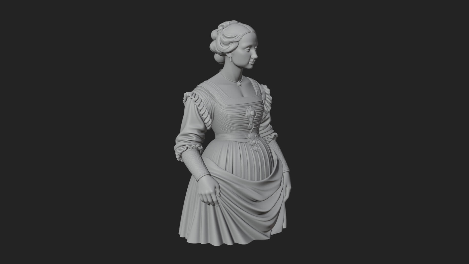 Victorian Lady Gown Statue Design 5 3D Print Model 3D Model