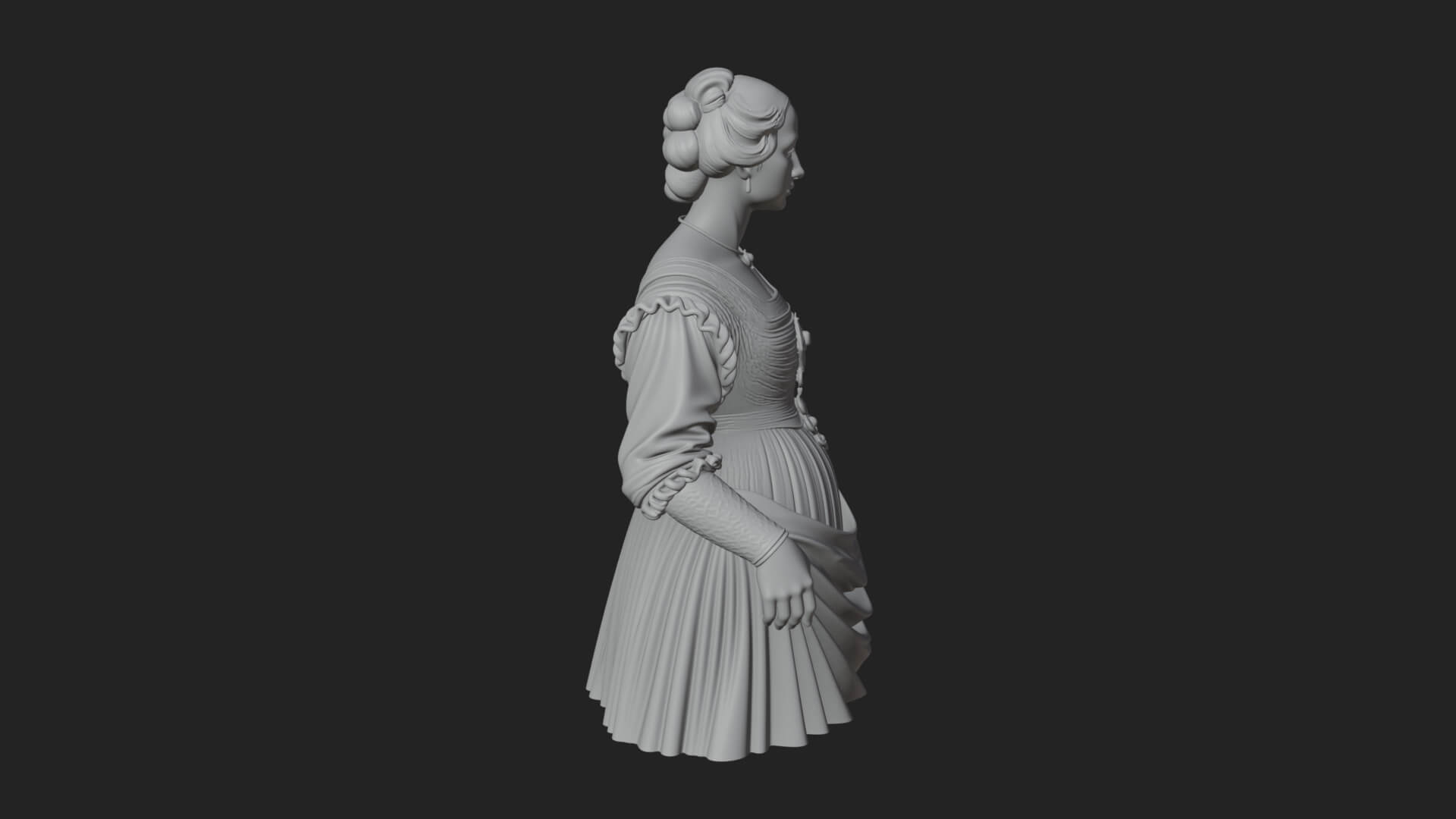 Victorian Lady Gown Statue Design 5 3D Print Model 3D Model