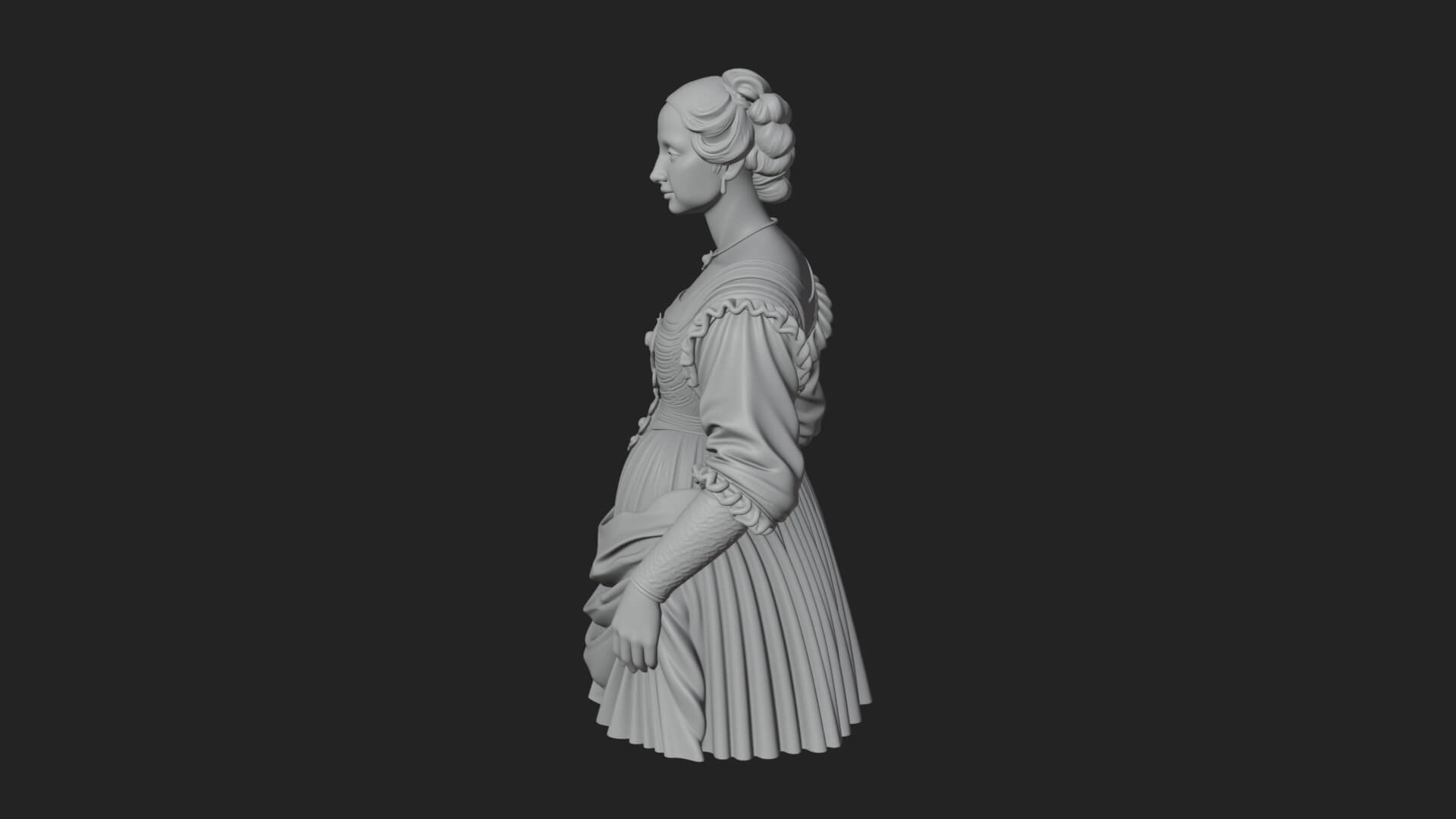 Victorian Lady Gown Statue Design 5 3D Print Model 3D Model