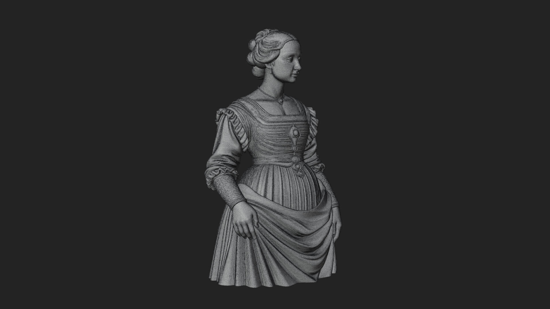 Victorian Lady Gown Statue Design 5 3D Print Model 3D Model