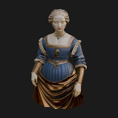Victorian Lady Gown Statue Design 5 3D Print Model
