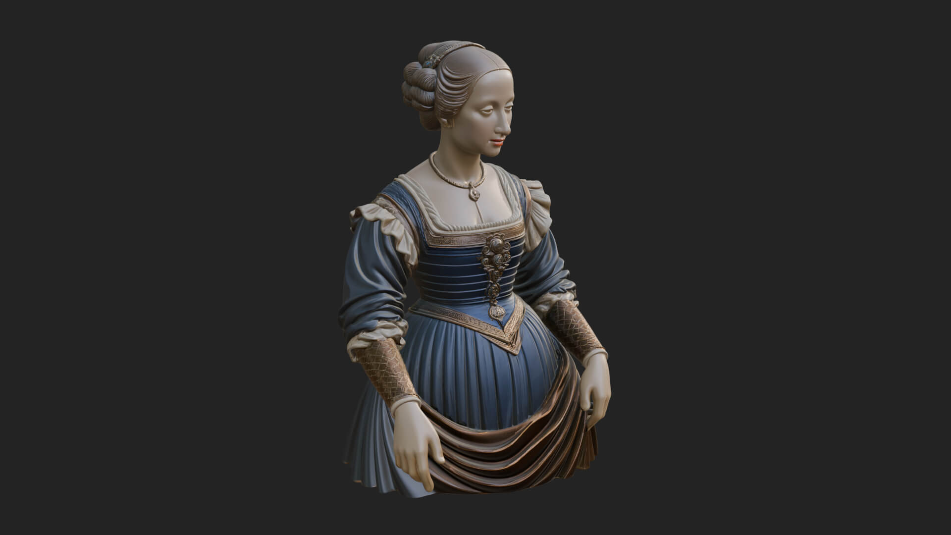 Victorian Lady Gown Statue Design 6 3D Print Model 3D Model