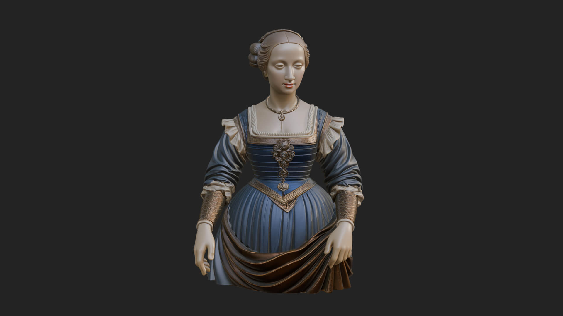 Victorian Lady Gown Statue Design 6 3D Print Model 3D Model