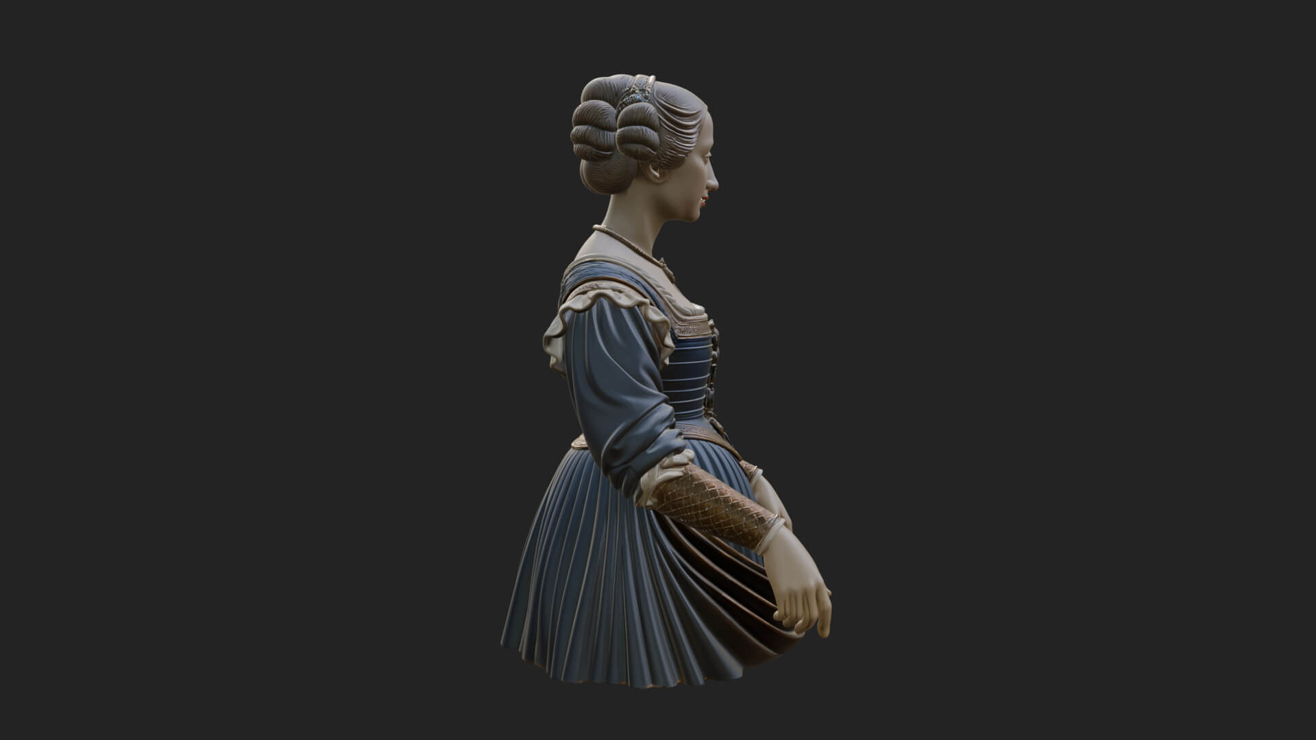 Victorian Lady Gown Statue Design 6 3D Print Model 3D Model