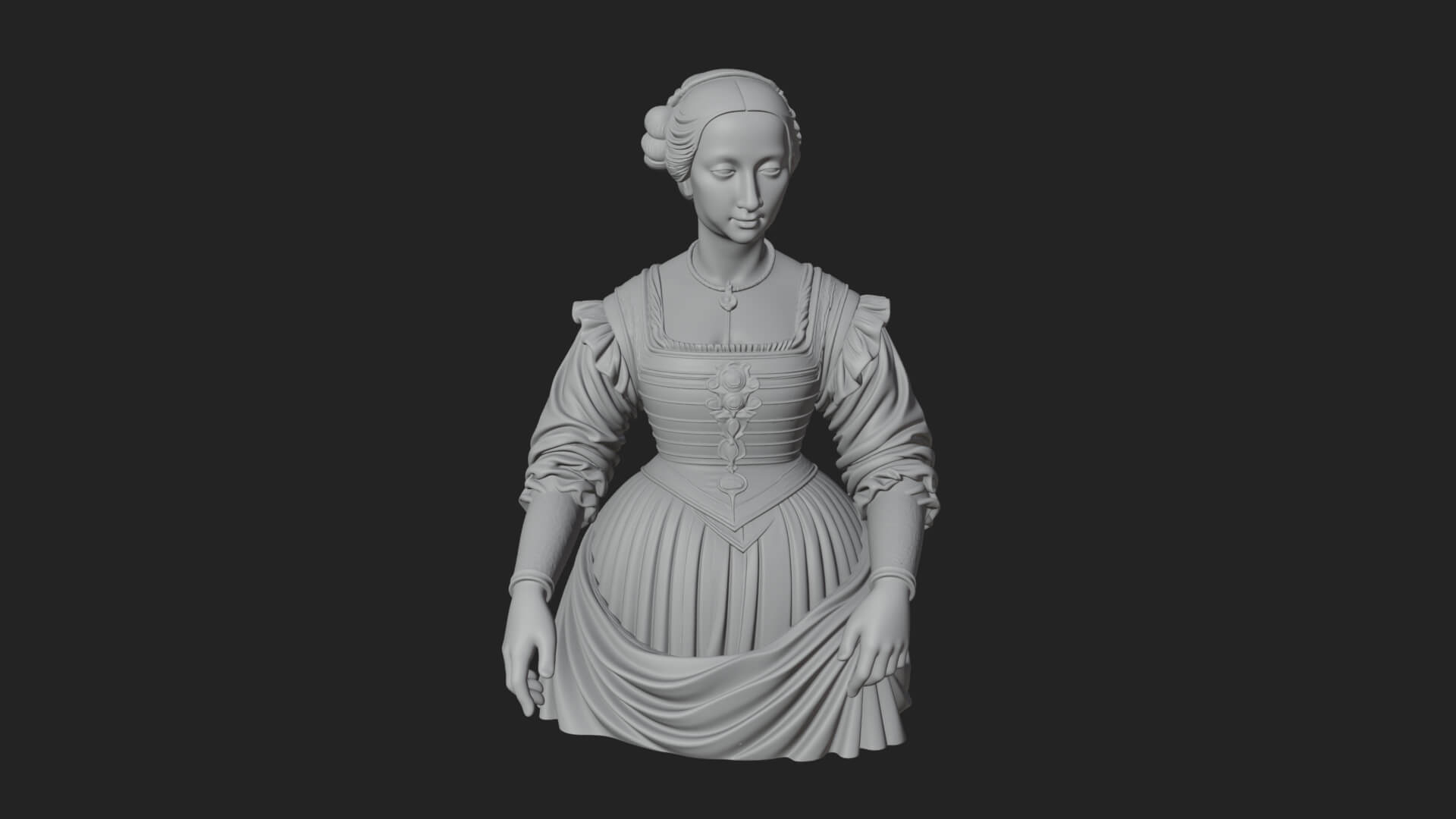 Victorian Lady Gown Statue Design 6 3D Print Model 3D Model
