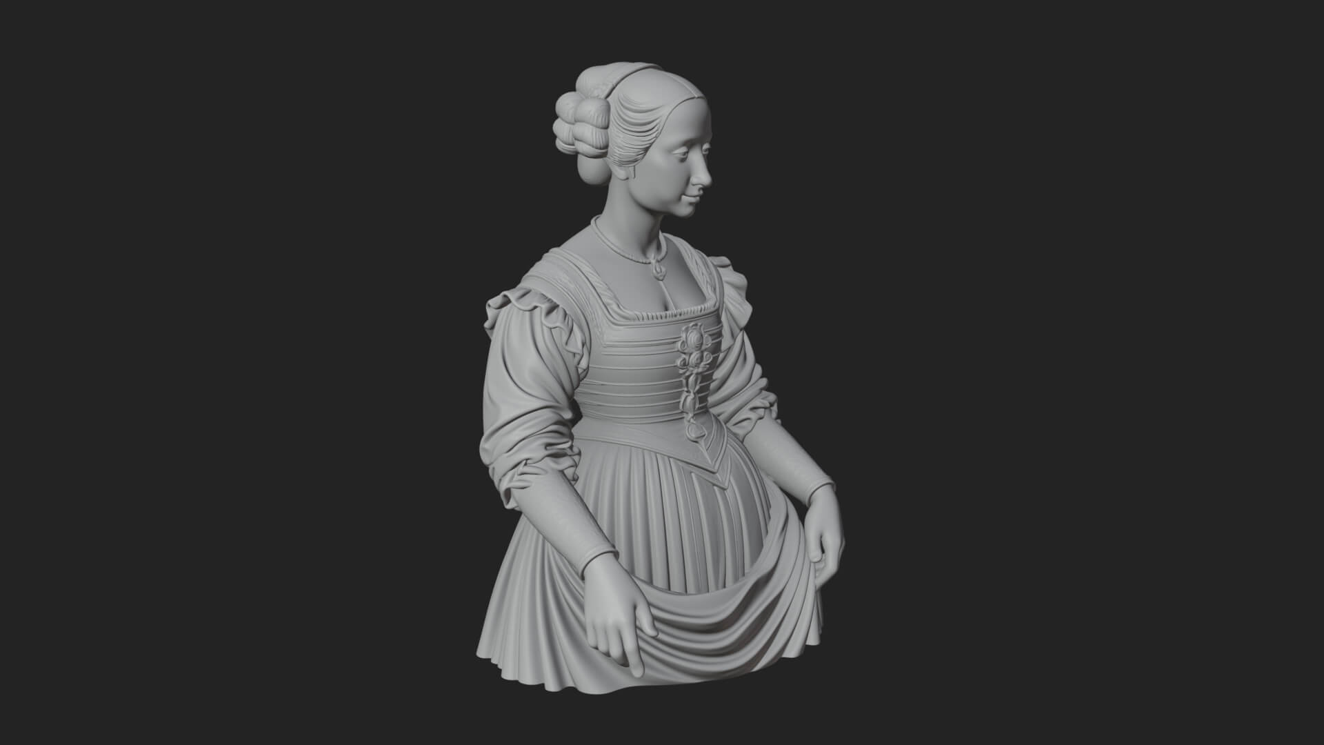 Victorian Lady Gown Statue Design 6 3D Print Model 3D Model