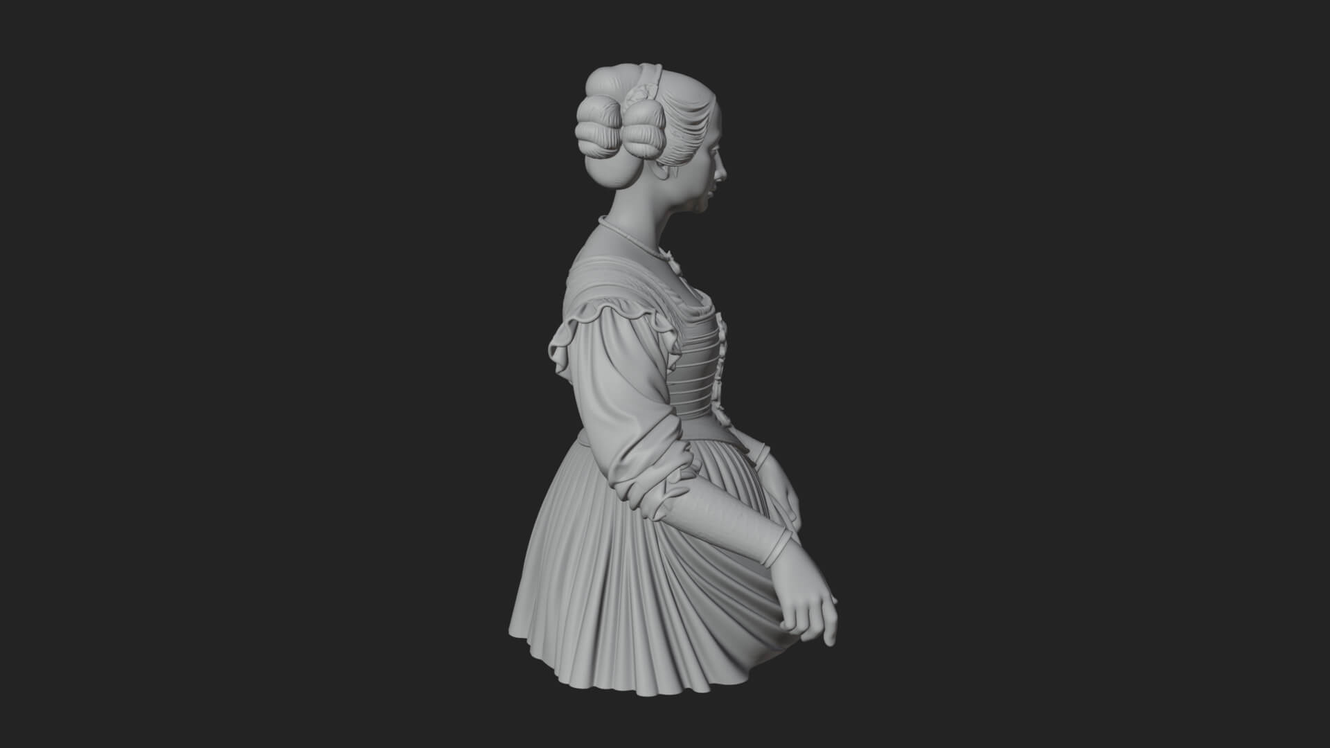 Victorian Lady Gown Statue Design 6 3D Print Model 3D Model