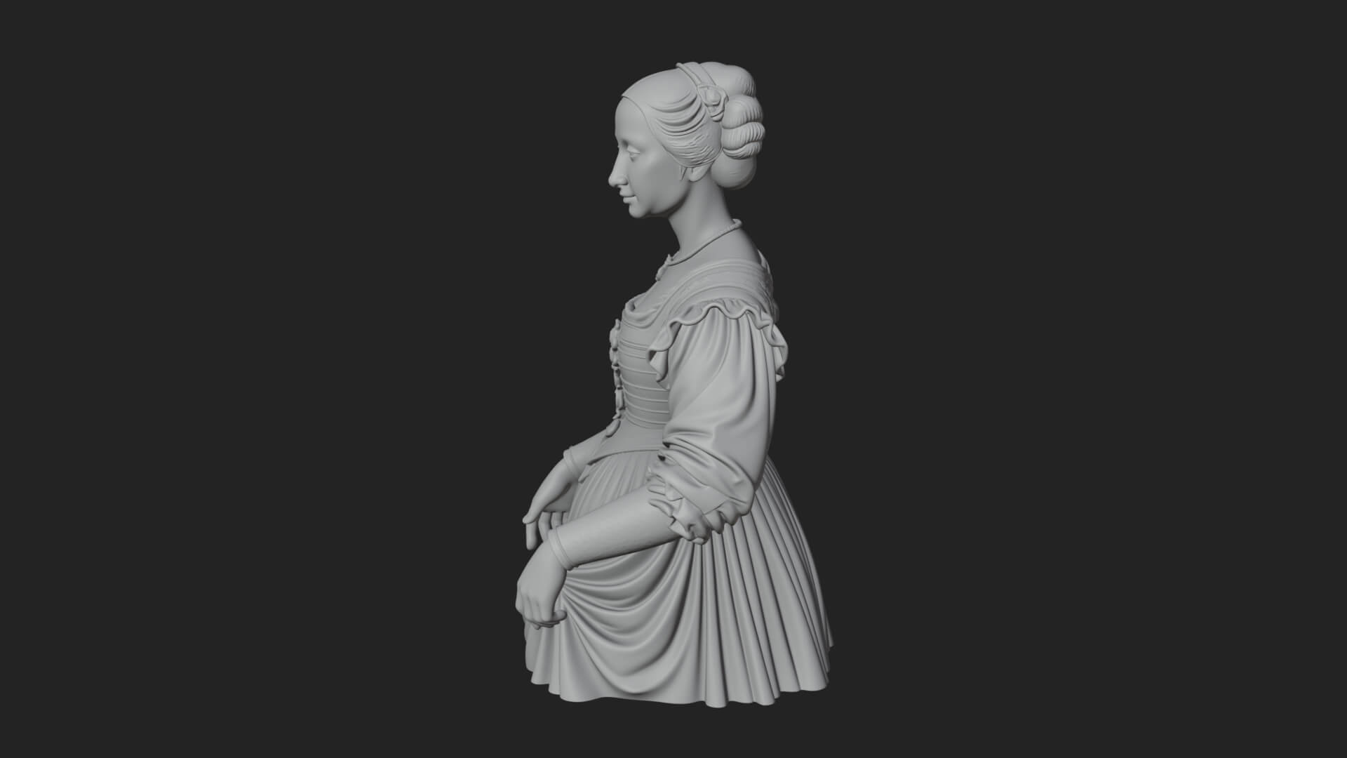Victorian Lady Gown Statue Design 6 3D Print Model 3D Model