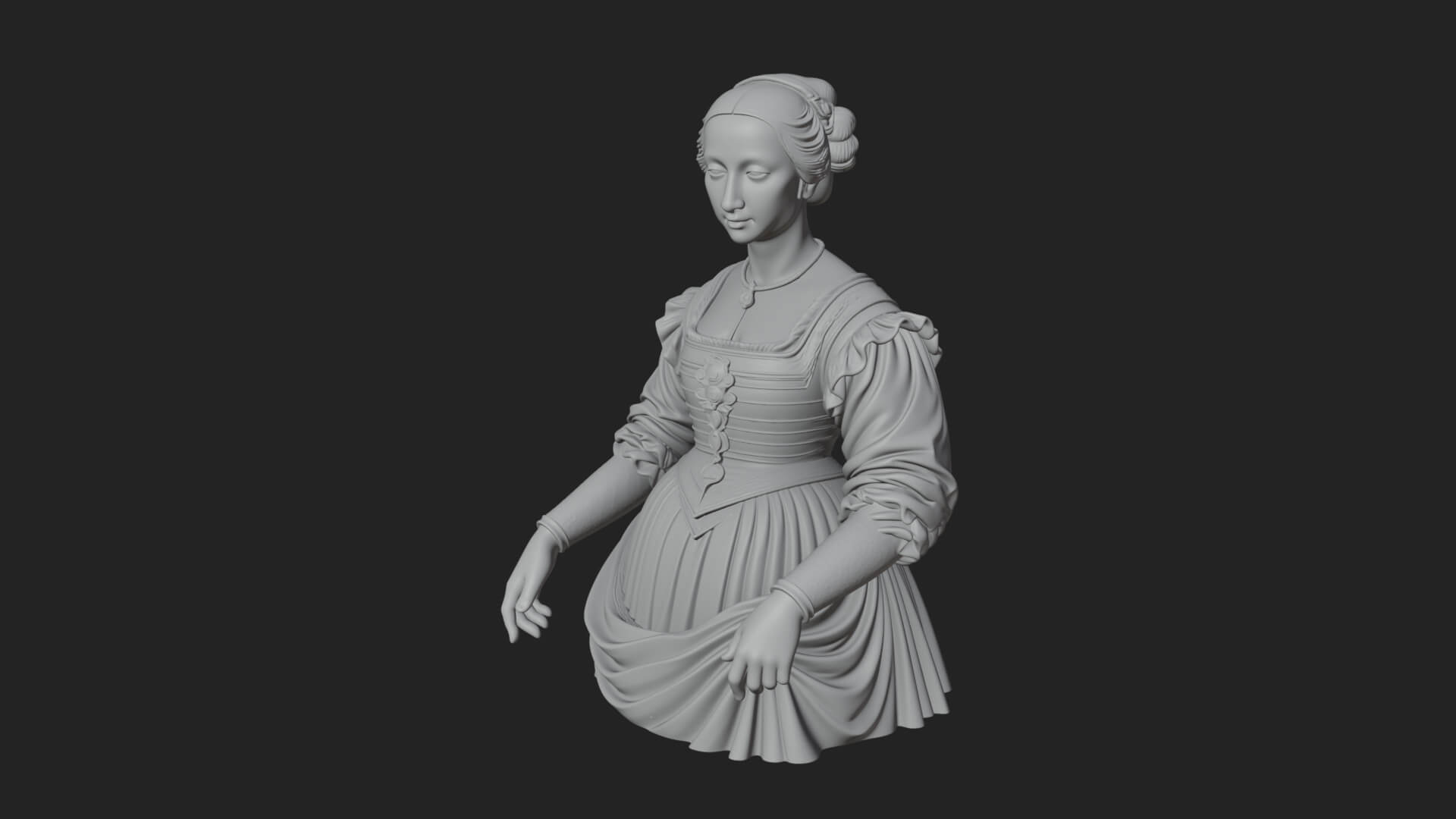 Victorian Lady Gown Statue Design 6 3D Print Model 3D Model