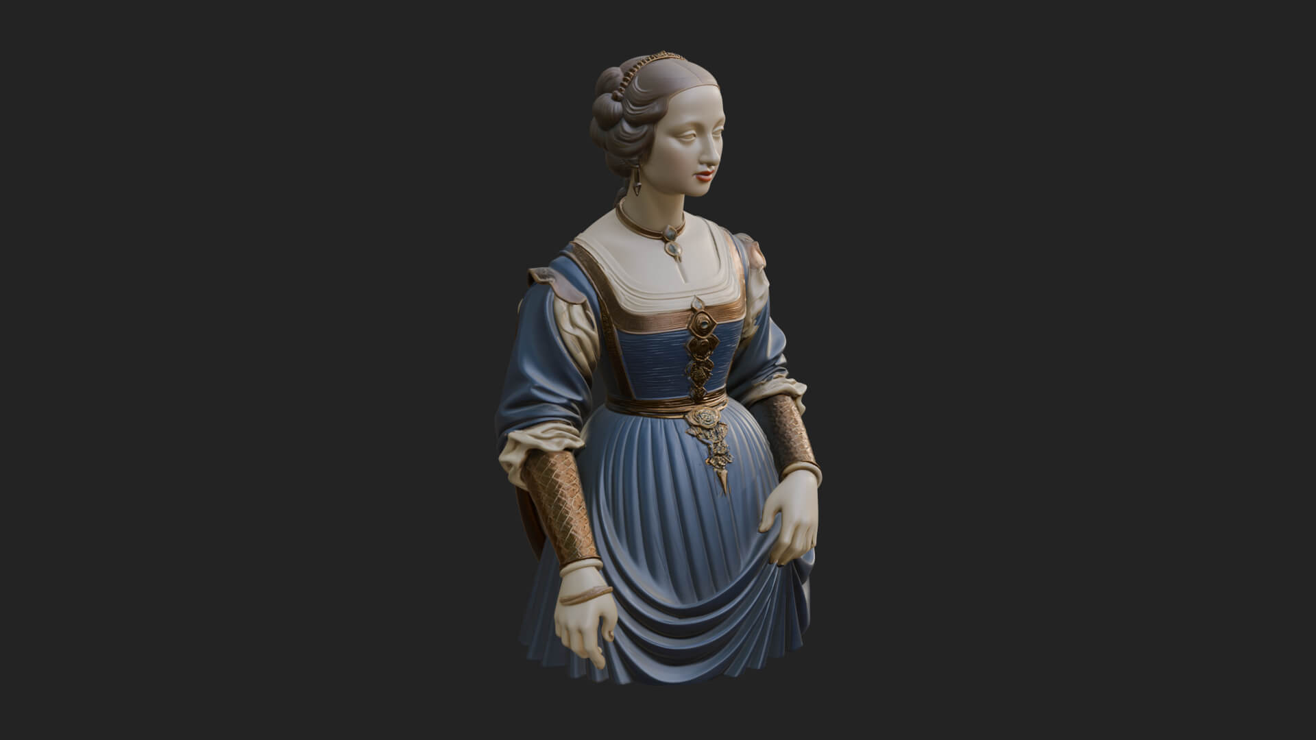 Victorian Lady Gown Statue Design 7 3D Print Model 3D Model