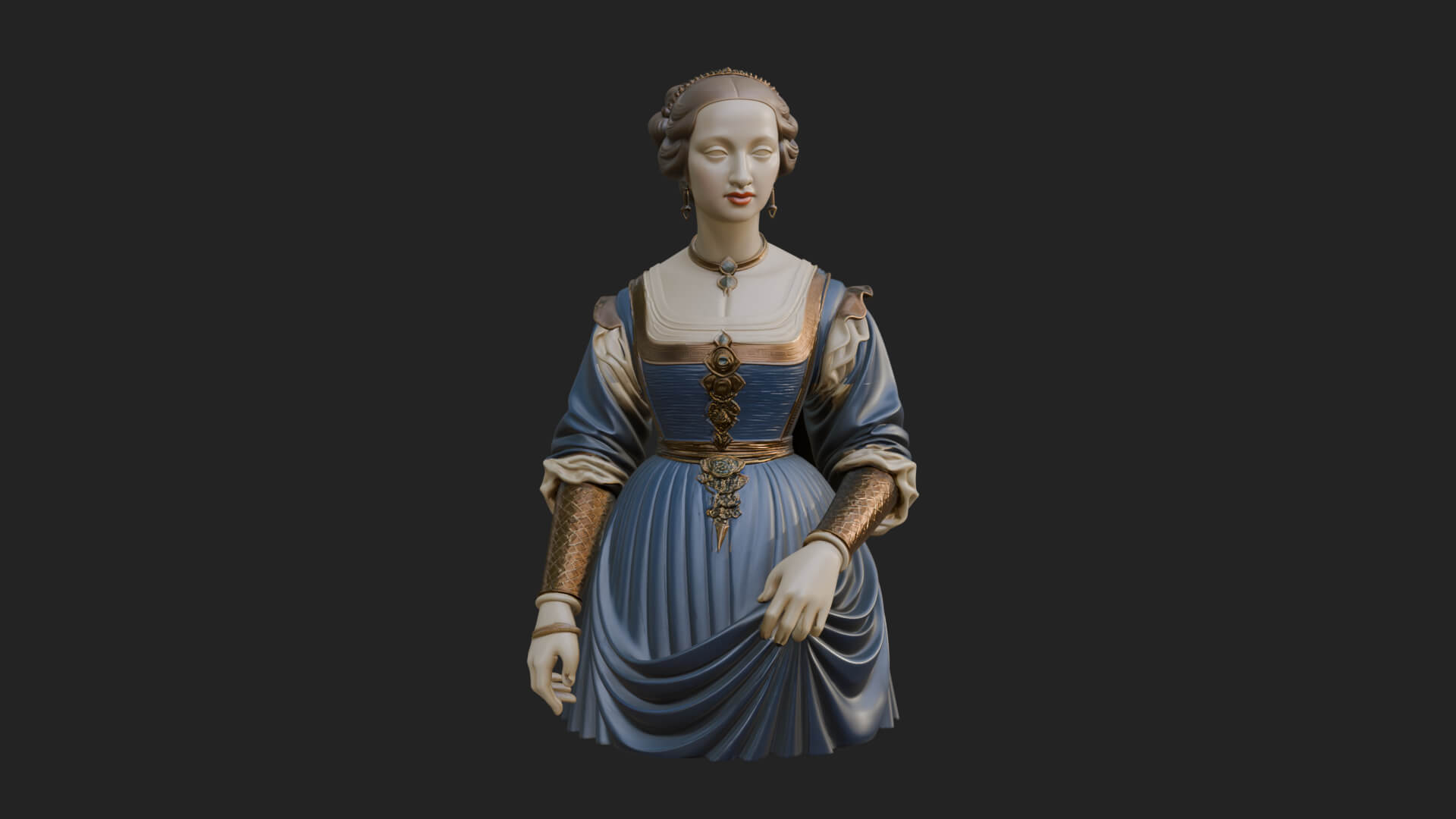 Victorian Lady Gown Statue Design 7 3D Print Model 3D Model