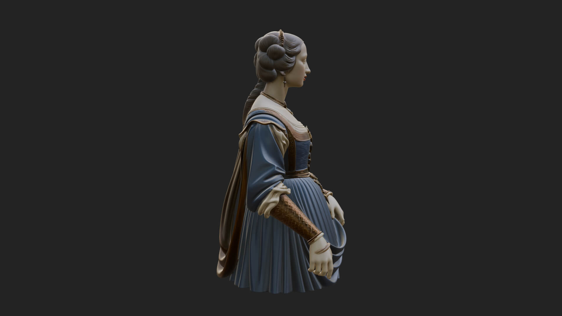 Victorian Lady Gown Statue Design 7 3D Print Model 3D Model