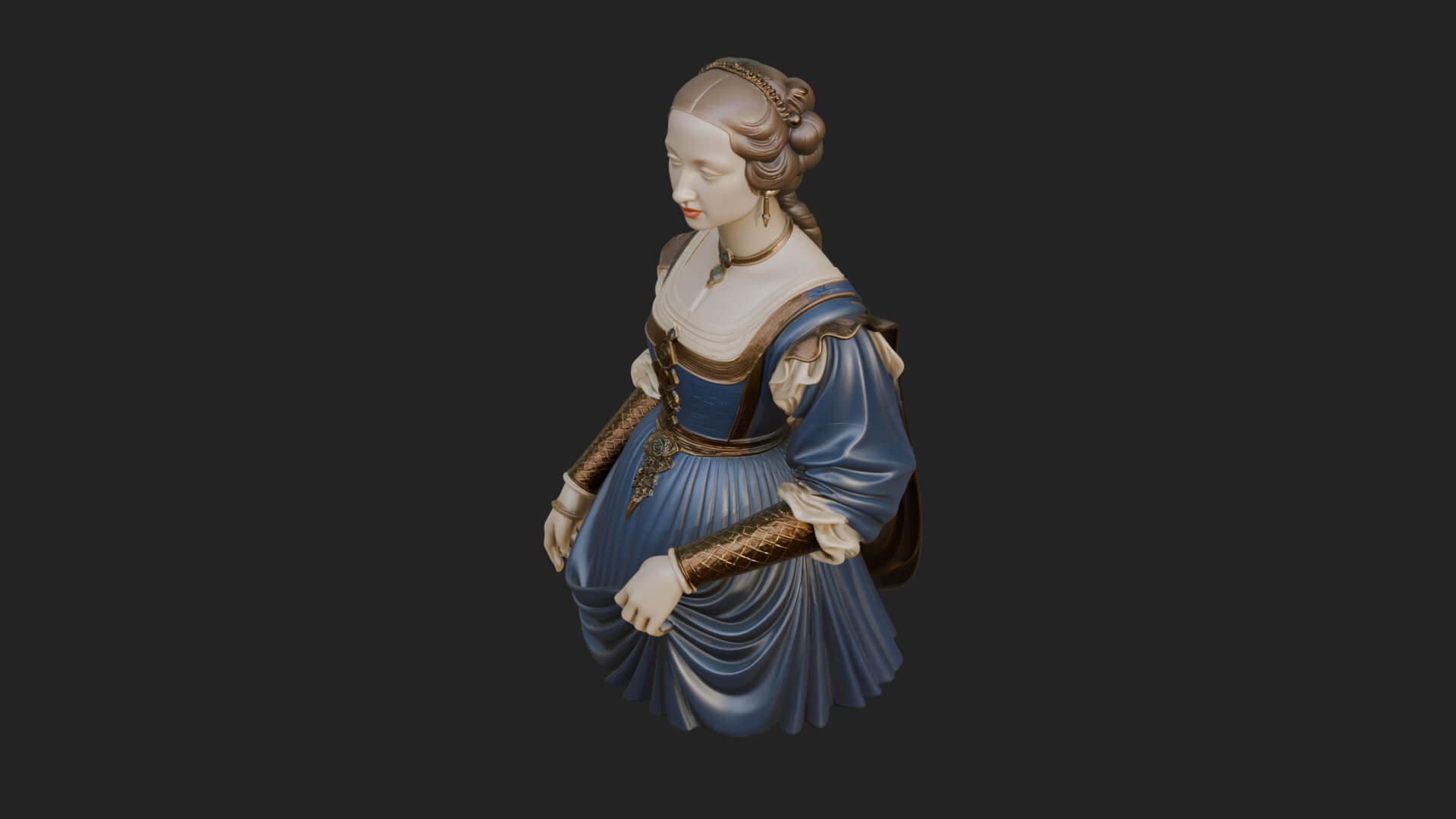Victorian Lady Gown Statue Design 7 3D Print Model 3D Model