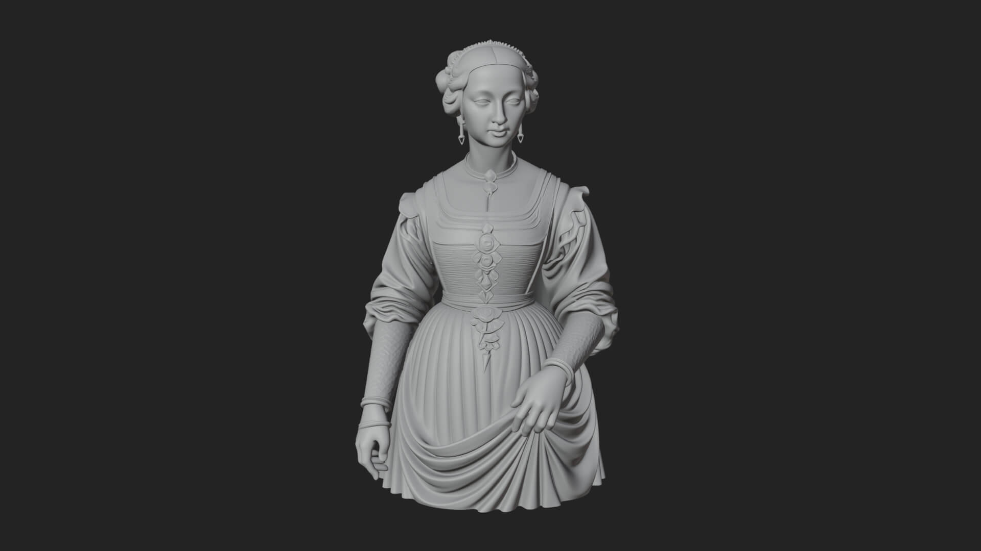 Victorian Lady Gown Statue Design 7 3D Print Model 3D Model