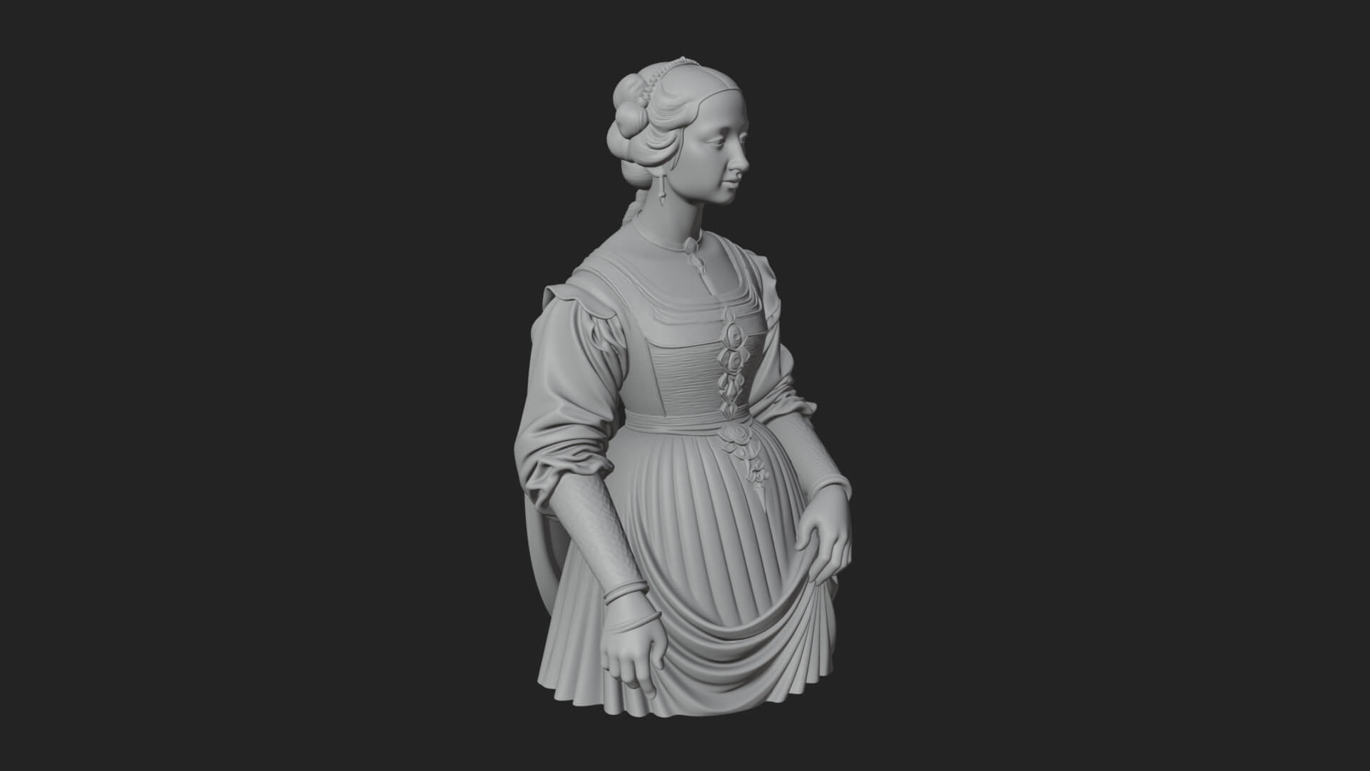 Victorian Lady Gown Statue Design 7 3D Print Model 3D Model