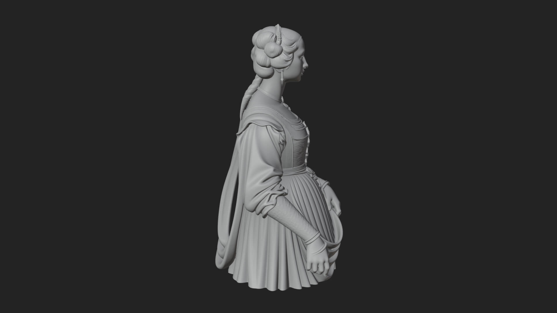 Victorian Lady Gown Statue Design 7 3D Print Model 3D Model