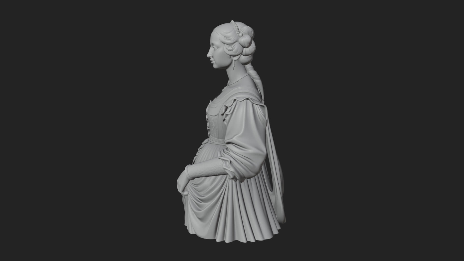 Victorian Lady Gown Statue Design 7 3D Print Model 3D Model