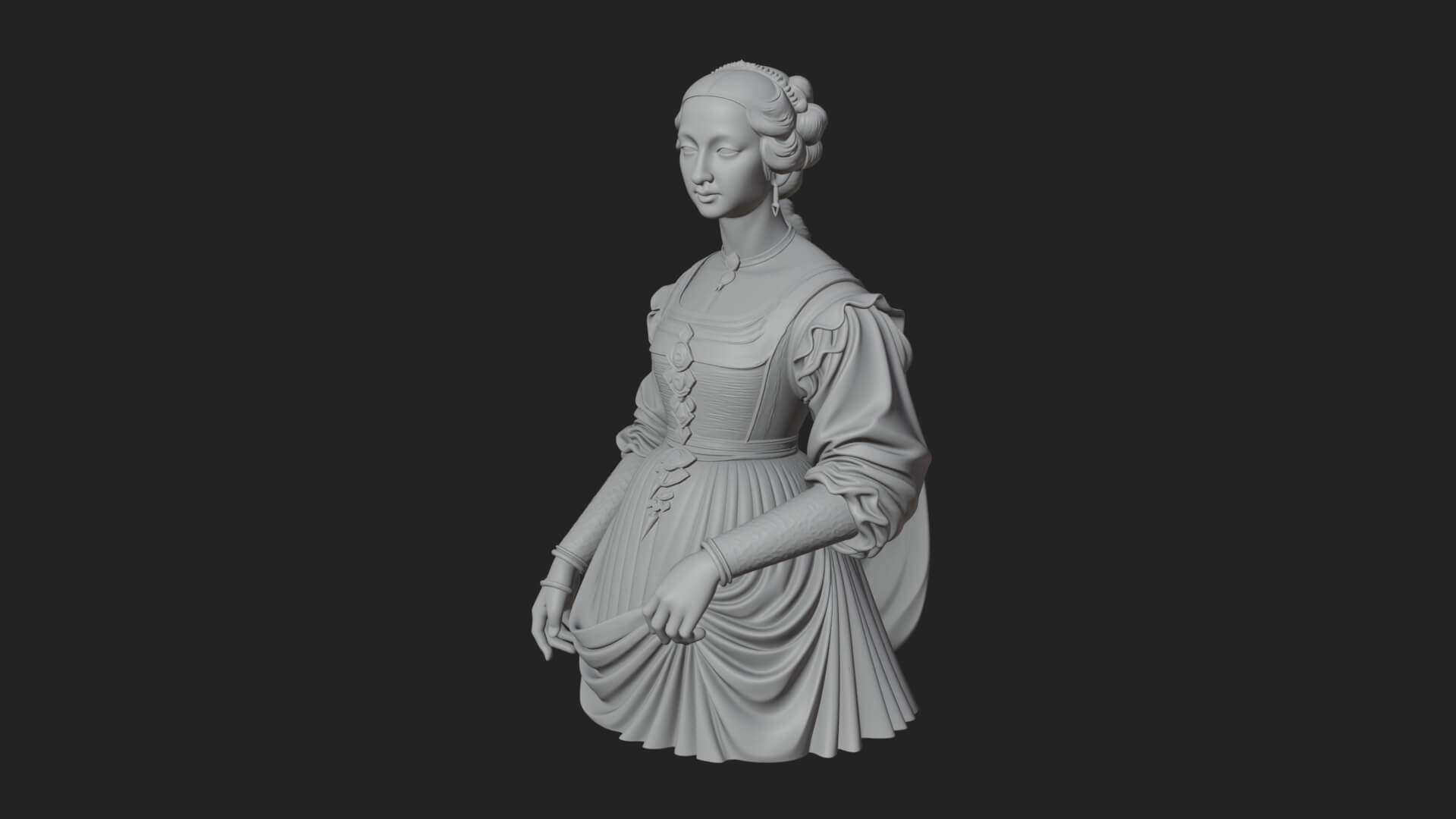Victorian Lady Gown Statue Design 7 3D Print Model 3D Model