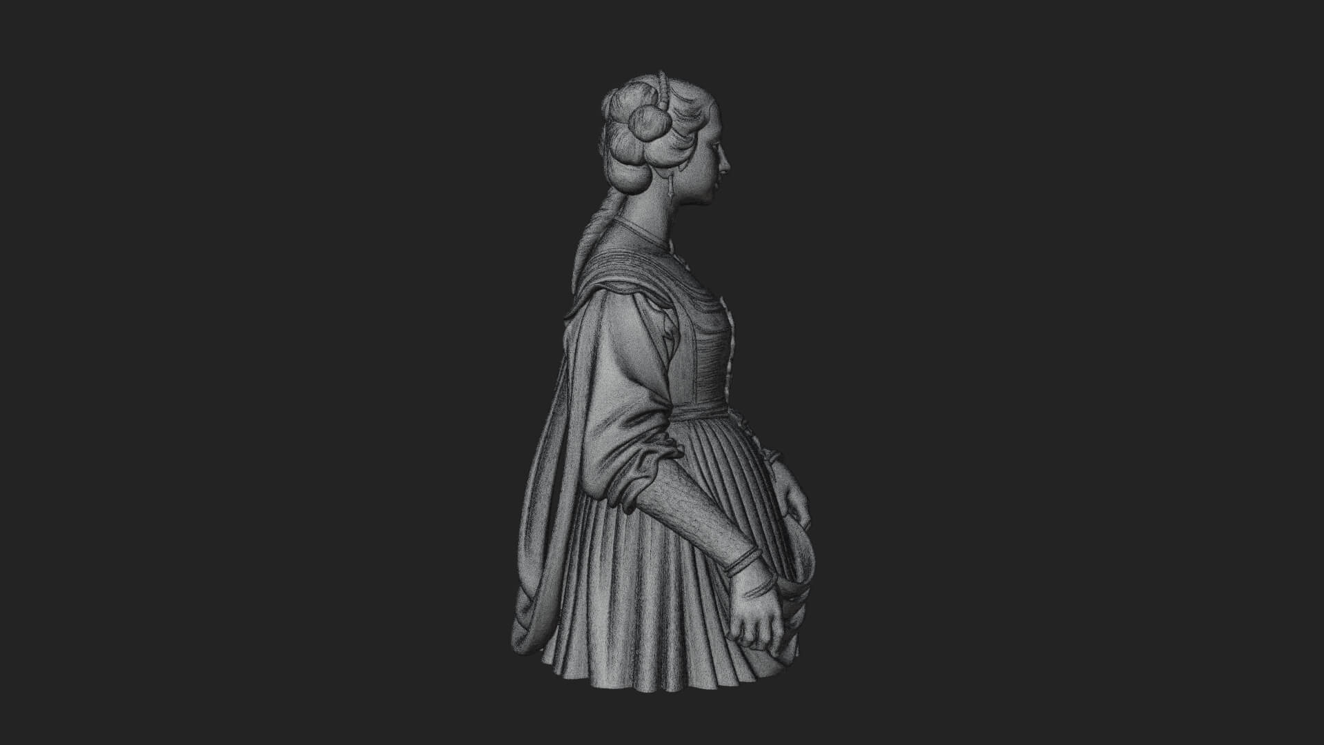 Victorian Lady Gown Statue Design 7 3D Print Model 3D Model