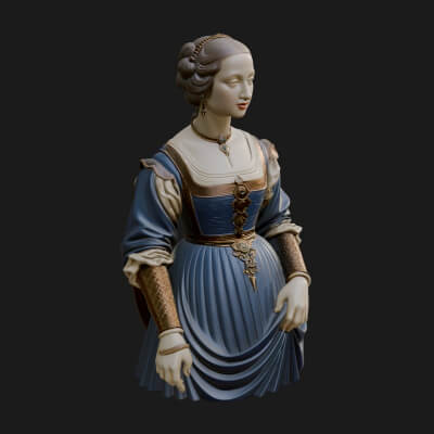 Victorian Lady Gown Statue Design 7 3D Print Model