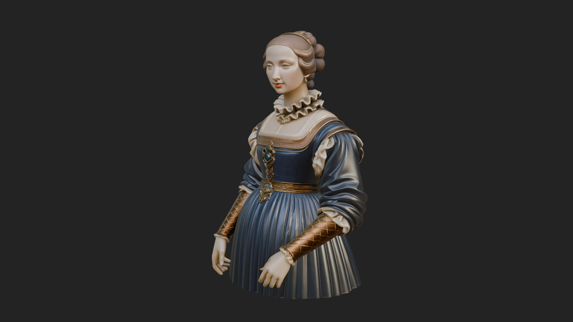 Victorian Lady Gown Statue Design 8 3D Print Model 3D Model