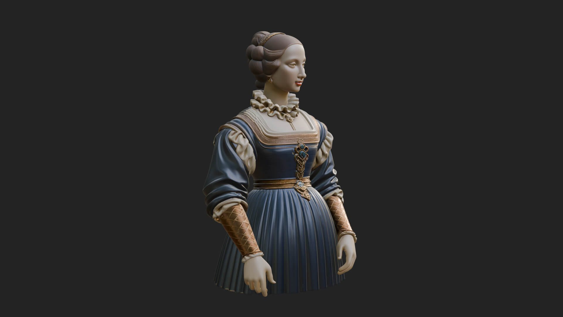 Victorian Lady Gown Statue Design 8 3D Print Model 3D Model