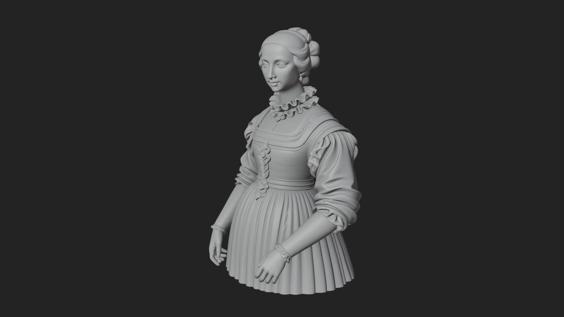 Victorian Lady Gown Statue Design 8 3D Print Model 3D Model