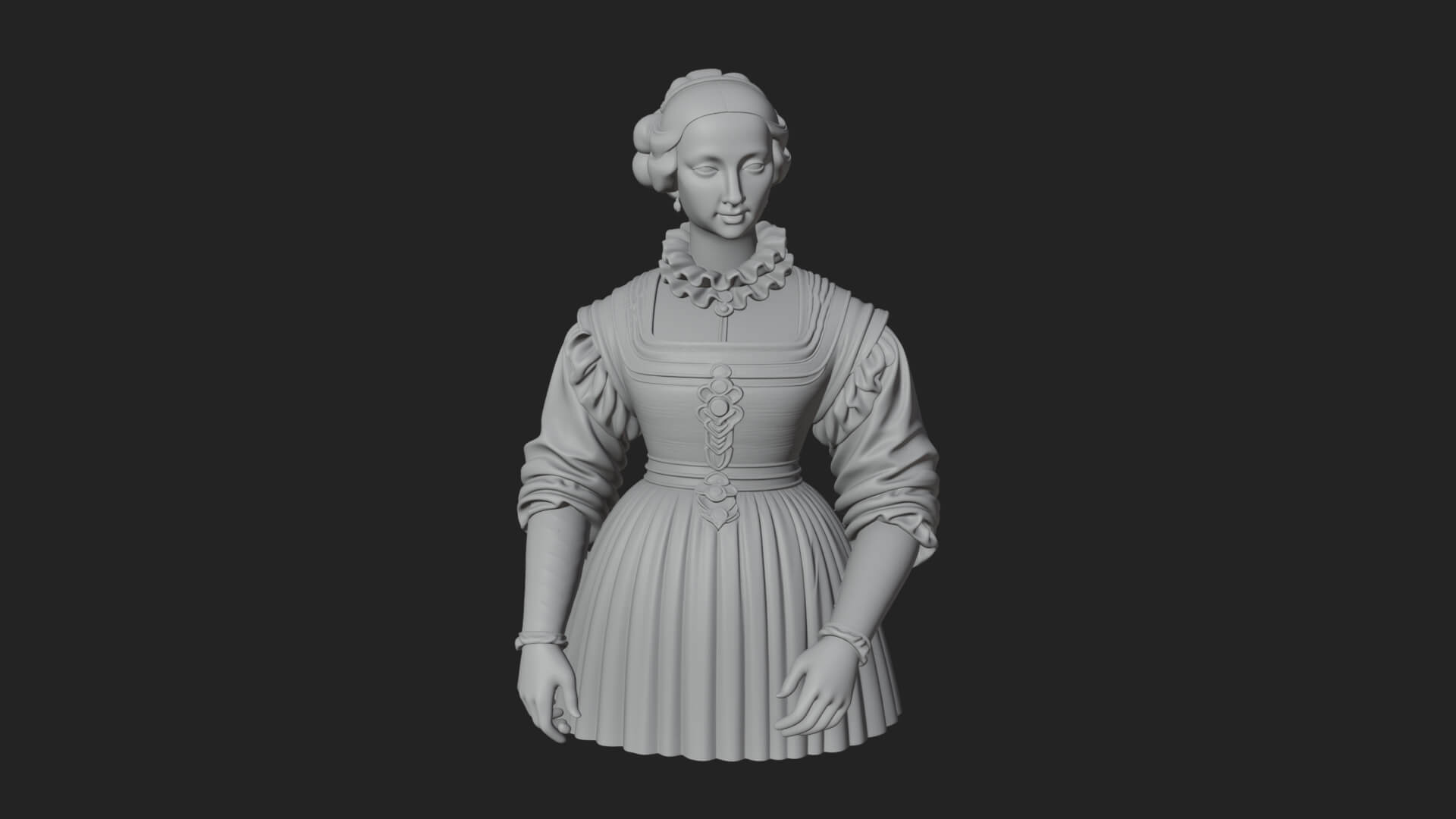 Victorian Lady Gown Statue Design 8 3D Print Model 3D Model