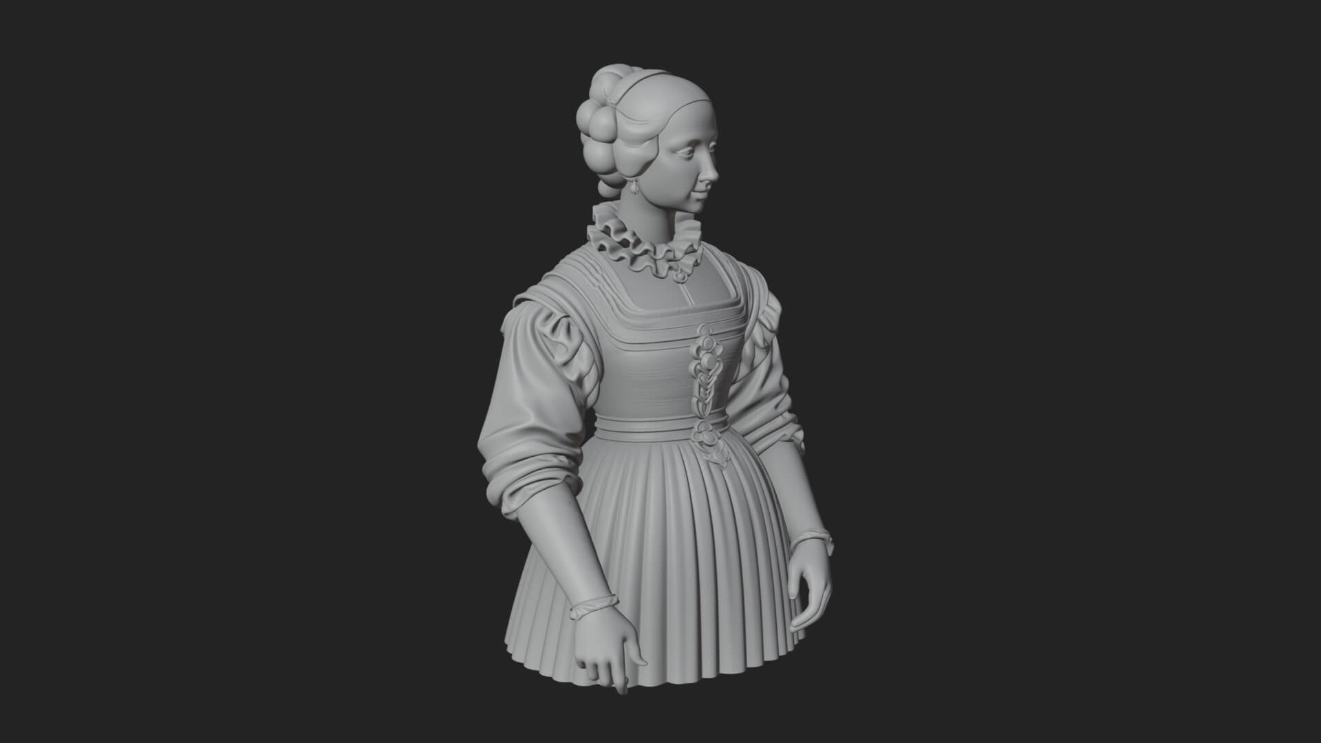 Victorian Lady Gown Statue Design 8 3D Print Model 3D Model