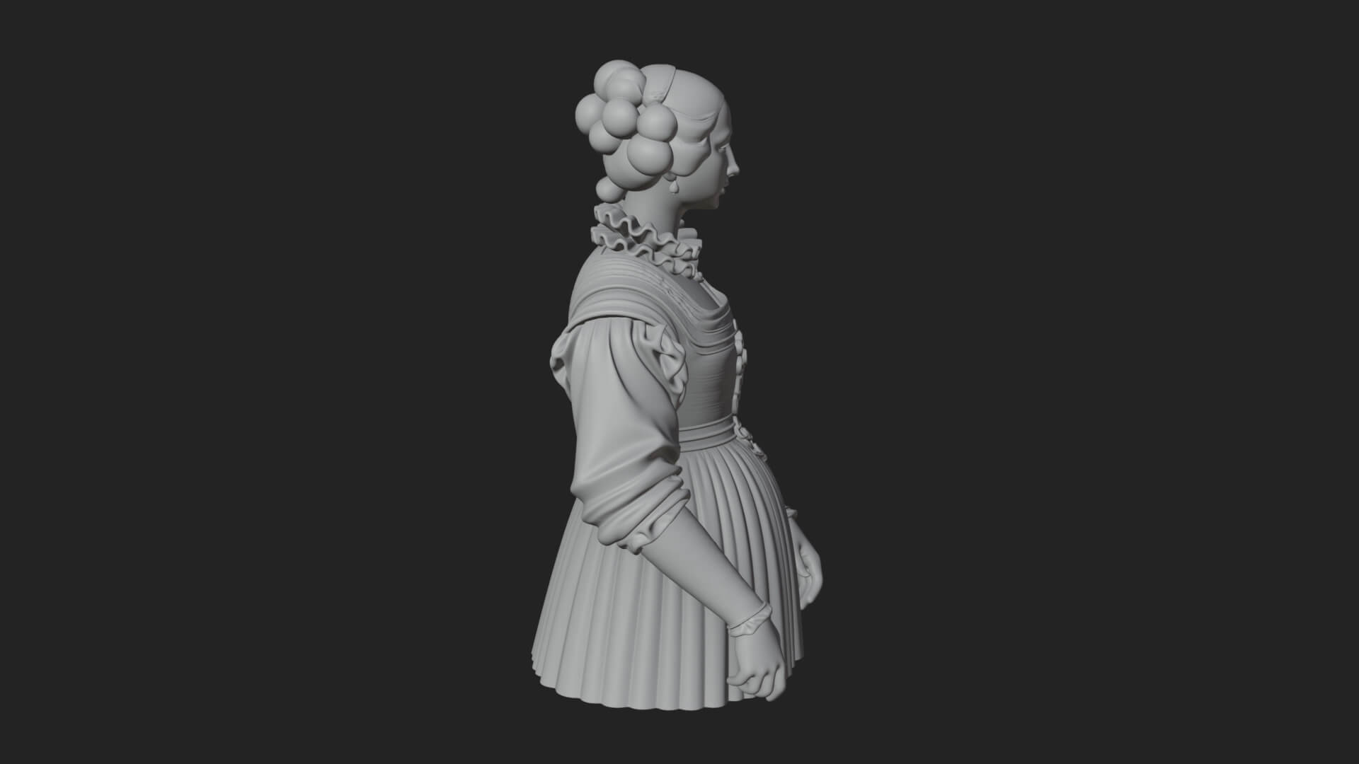 Victorian Lady Gown Statue Design 8 3D Print Model 3D Model