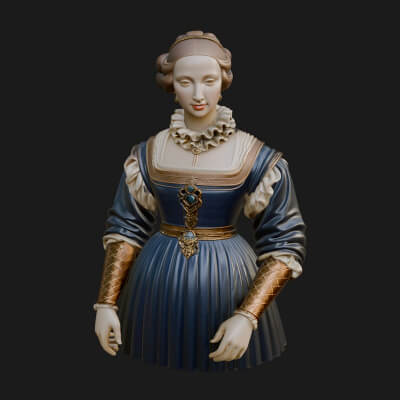 Victorian Lady Gown Statue Design 8 3D Print Model