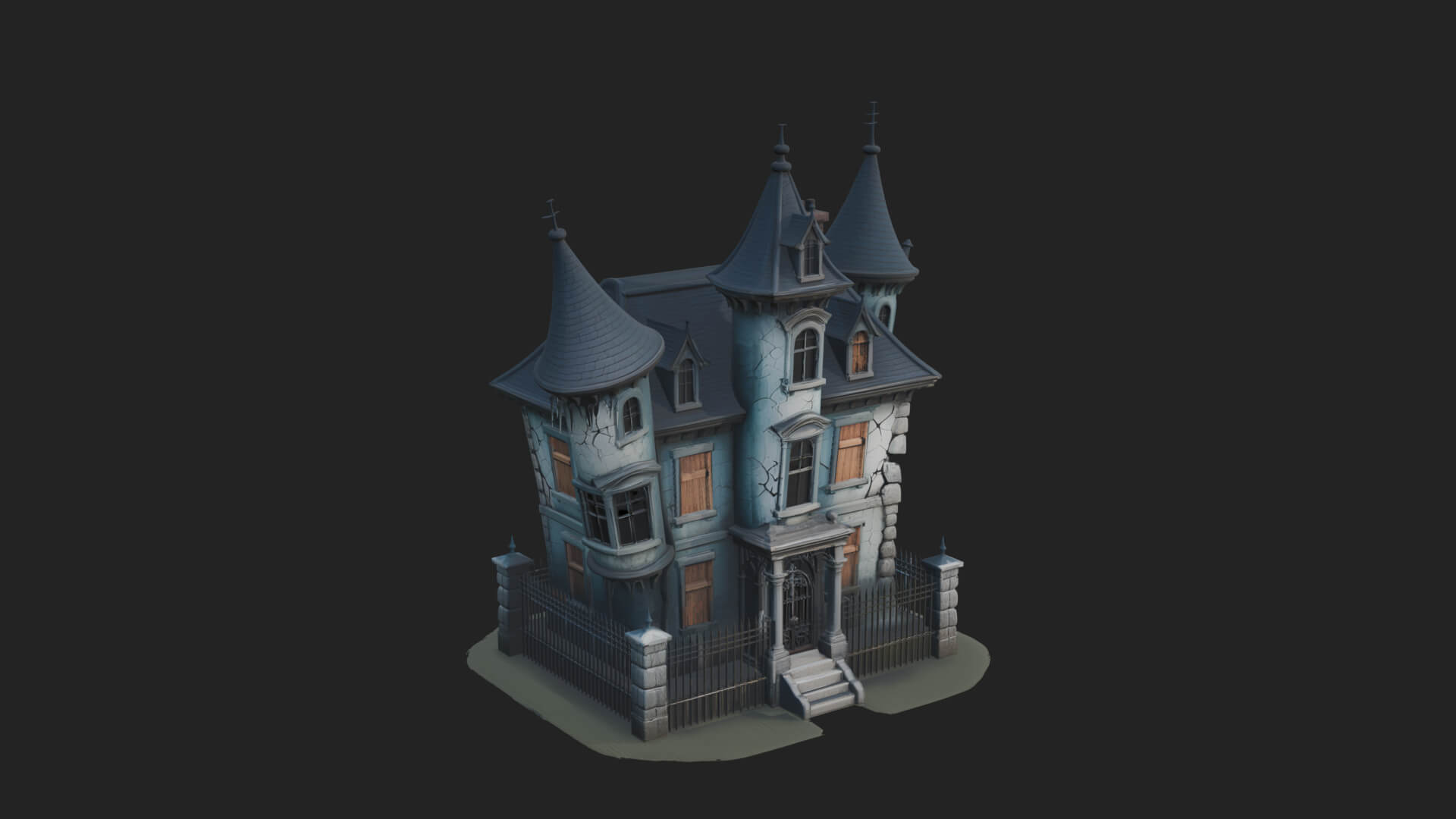 Victorian Spire Mansion Model Design 5 3D Print Model 3D Model