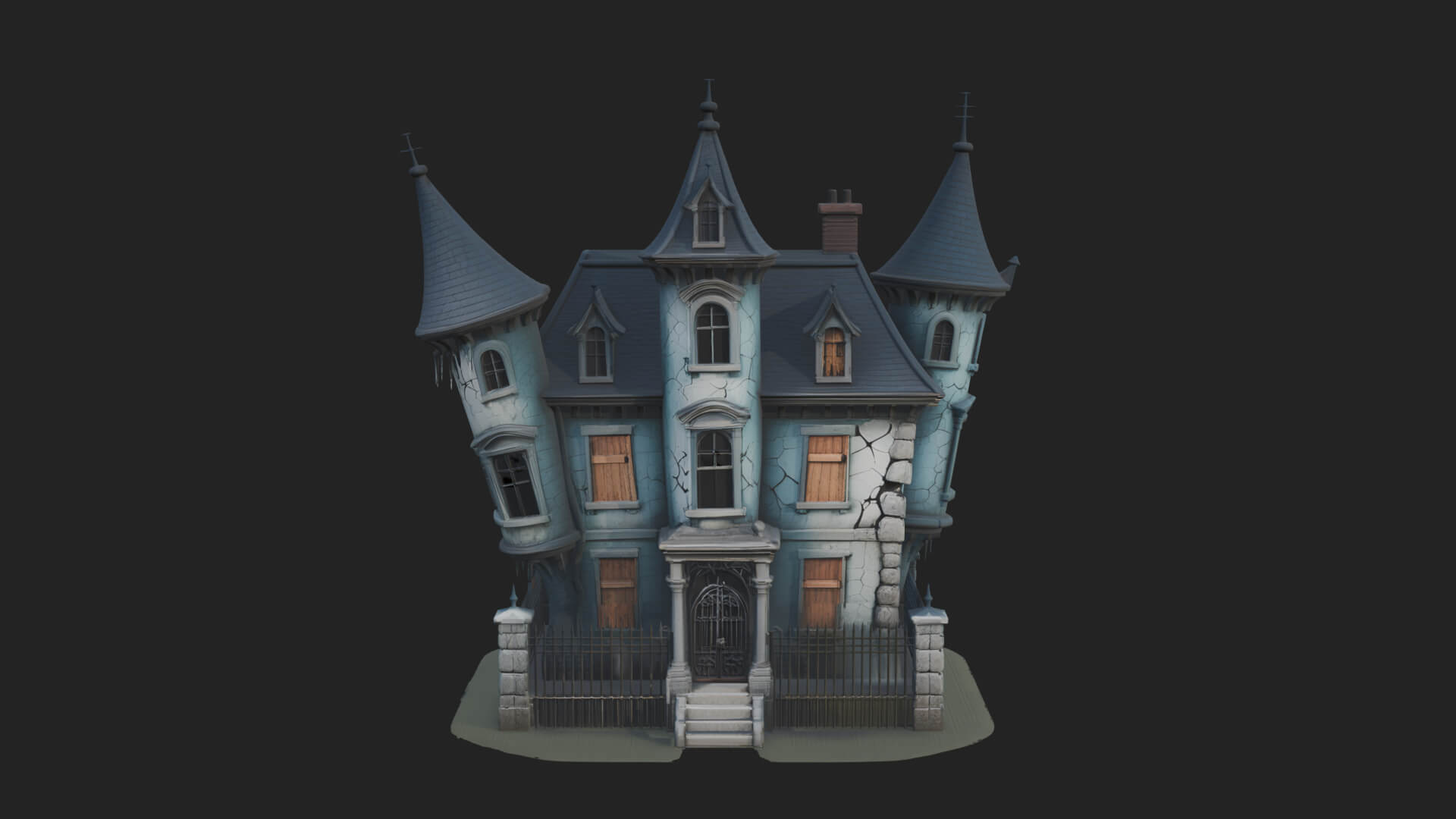 Victorian Spire Mansion Model Design 5 3D Print Model 3D Model