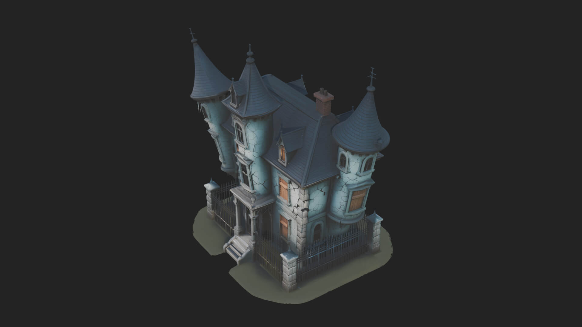 Victorian Spire Mansion Model Design 5 3D Print Model 3D Model