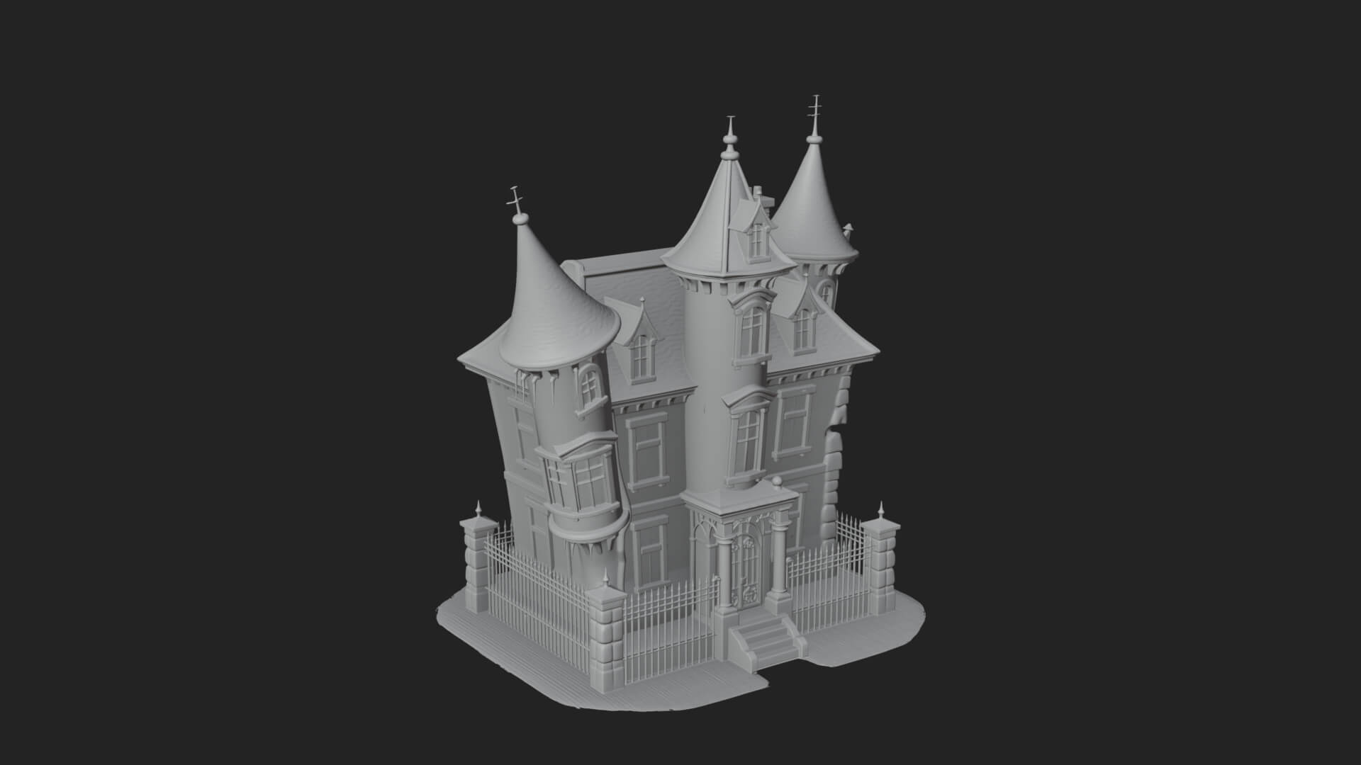 Victorian Spire Mansion Model Design 5 3D Print Model 3D Model