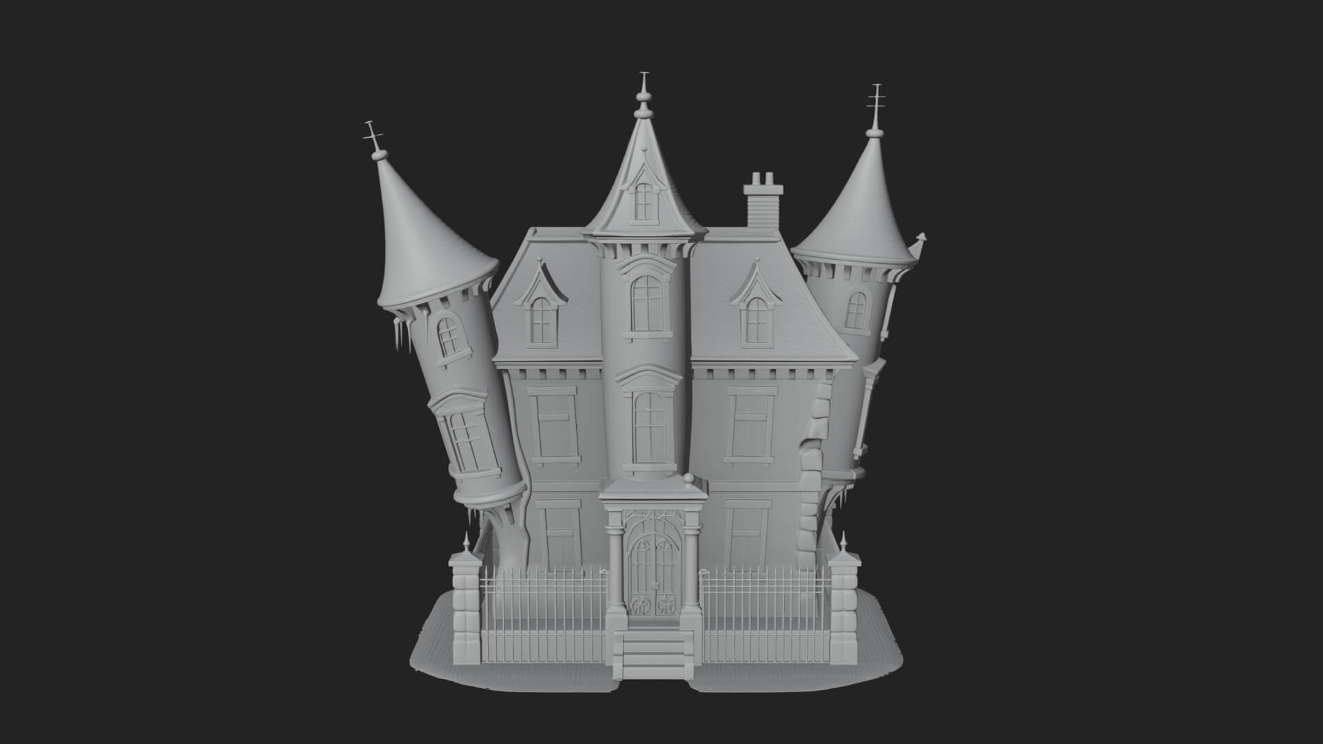 Victorian Spire Mansion Model Design 5 3D Print Model 3D Model