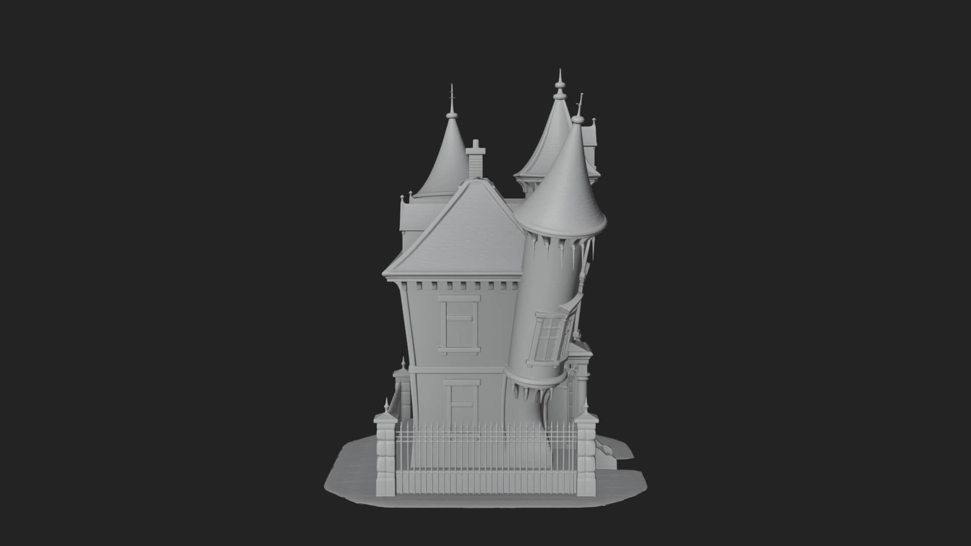 Victorian Spire Mansion Model Design 5 3D Print Model 3D Model