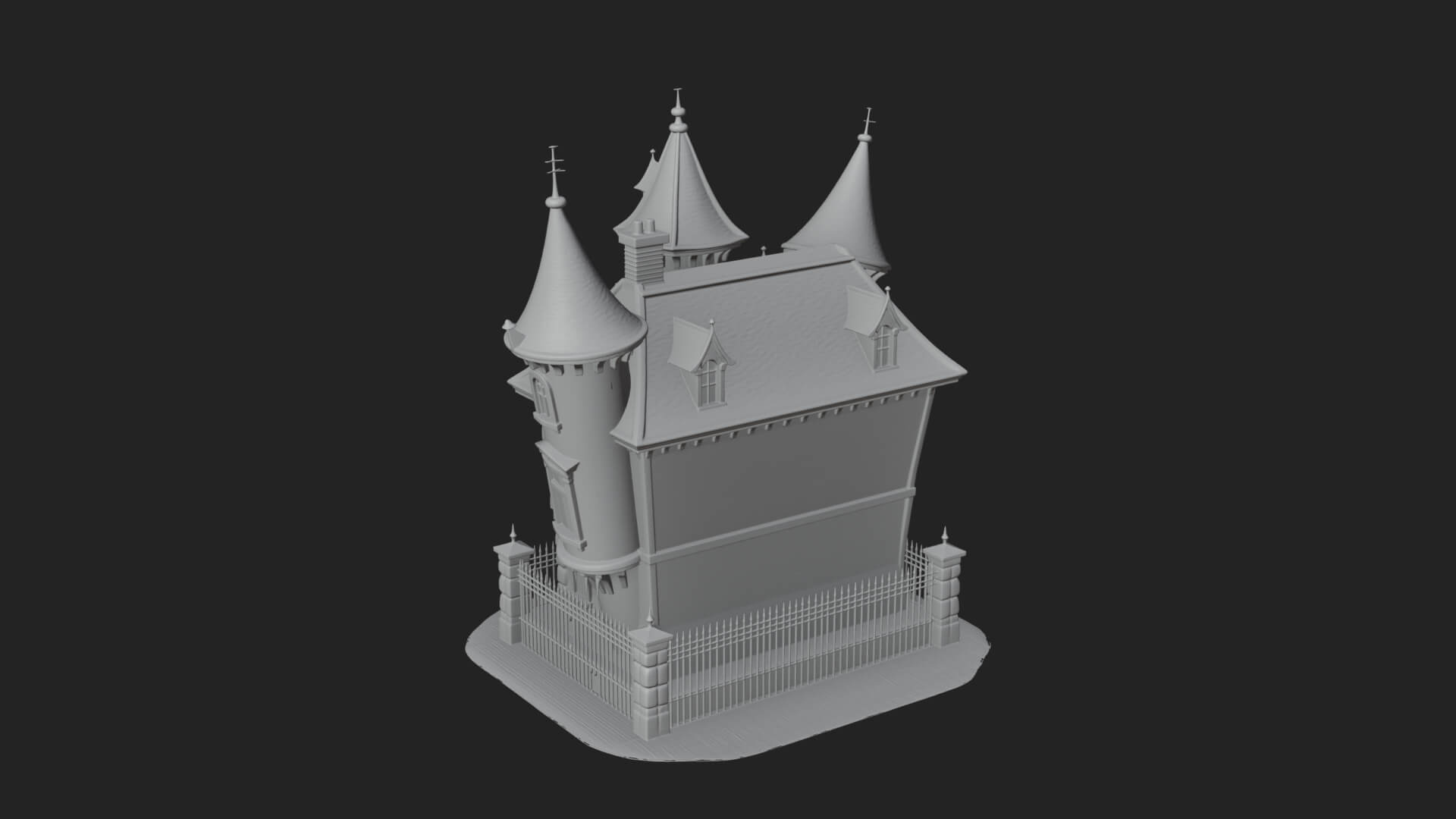 Victorian Spire Mansion Model Design 5 3D Print Model 3D Model