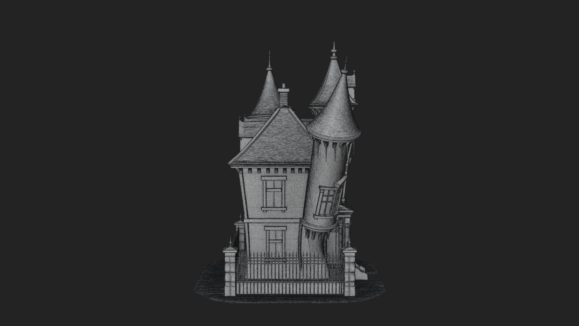 Victorian Spire Mansion Model Design 5 3D Print Model 3D Model
