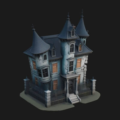 Victorian Spire Mansion Model Design 5 3D Print Model