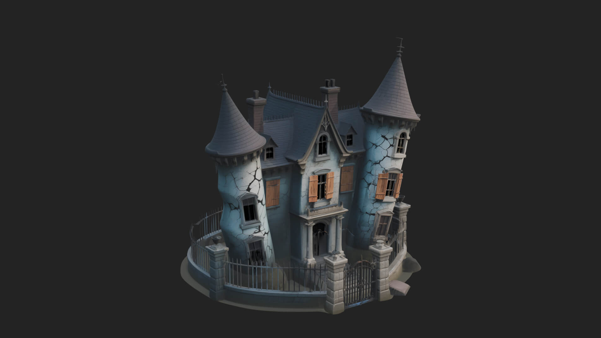 Victorian Spire Mansion Model Design 6 3D Print Model 3D Model