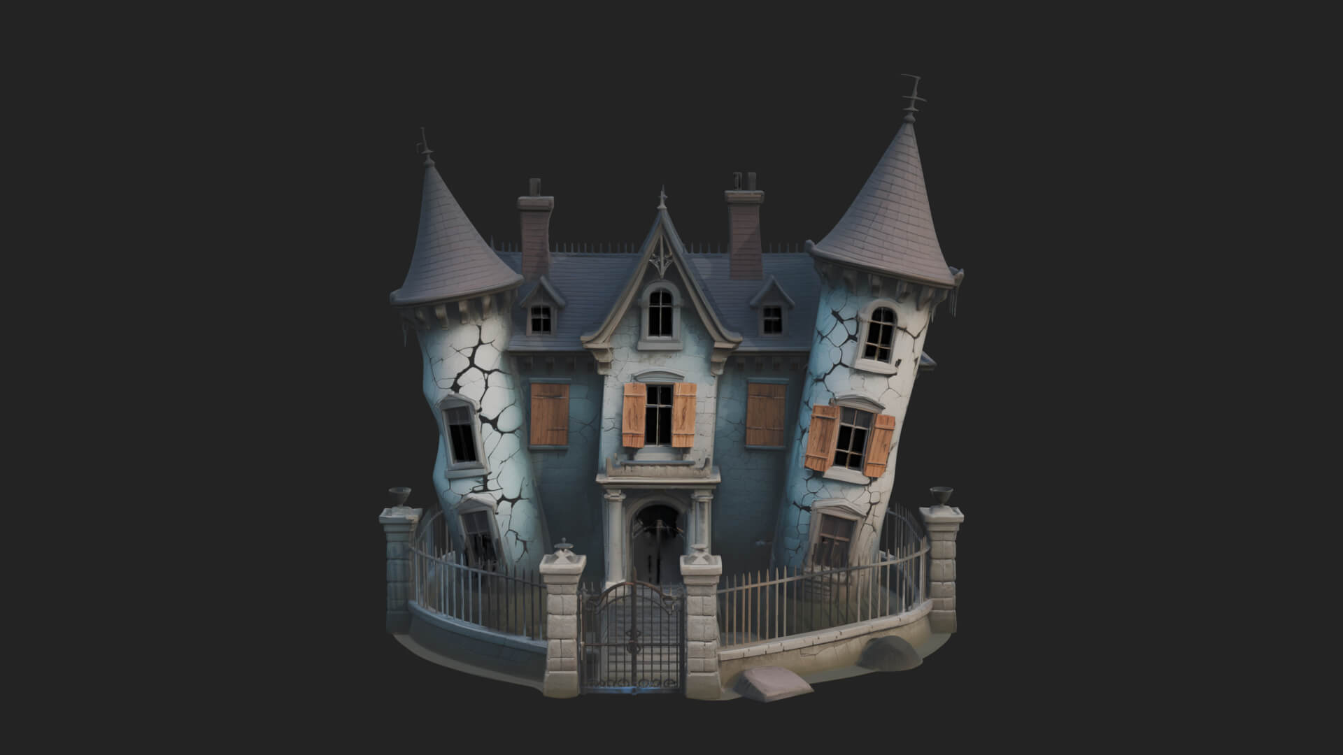Victorian Spire Mansion Model Design 6 3D Print Model 3D Model