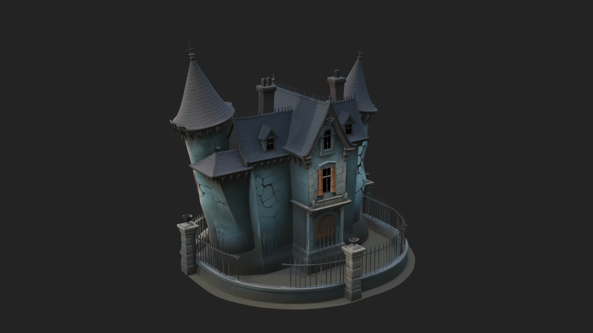 Victorian Spire Mansion Model Design 6 3D Print Model 3D Model