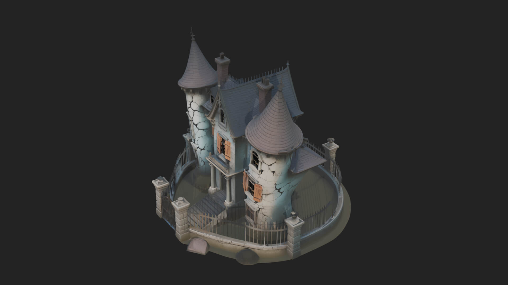 Victorian Spire Mansion Model Design 6 3D Print Model 3D Model