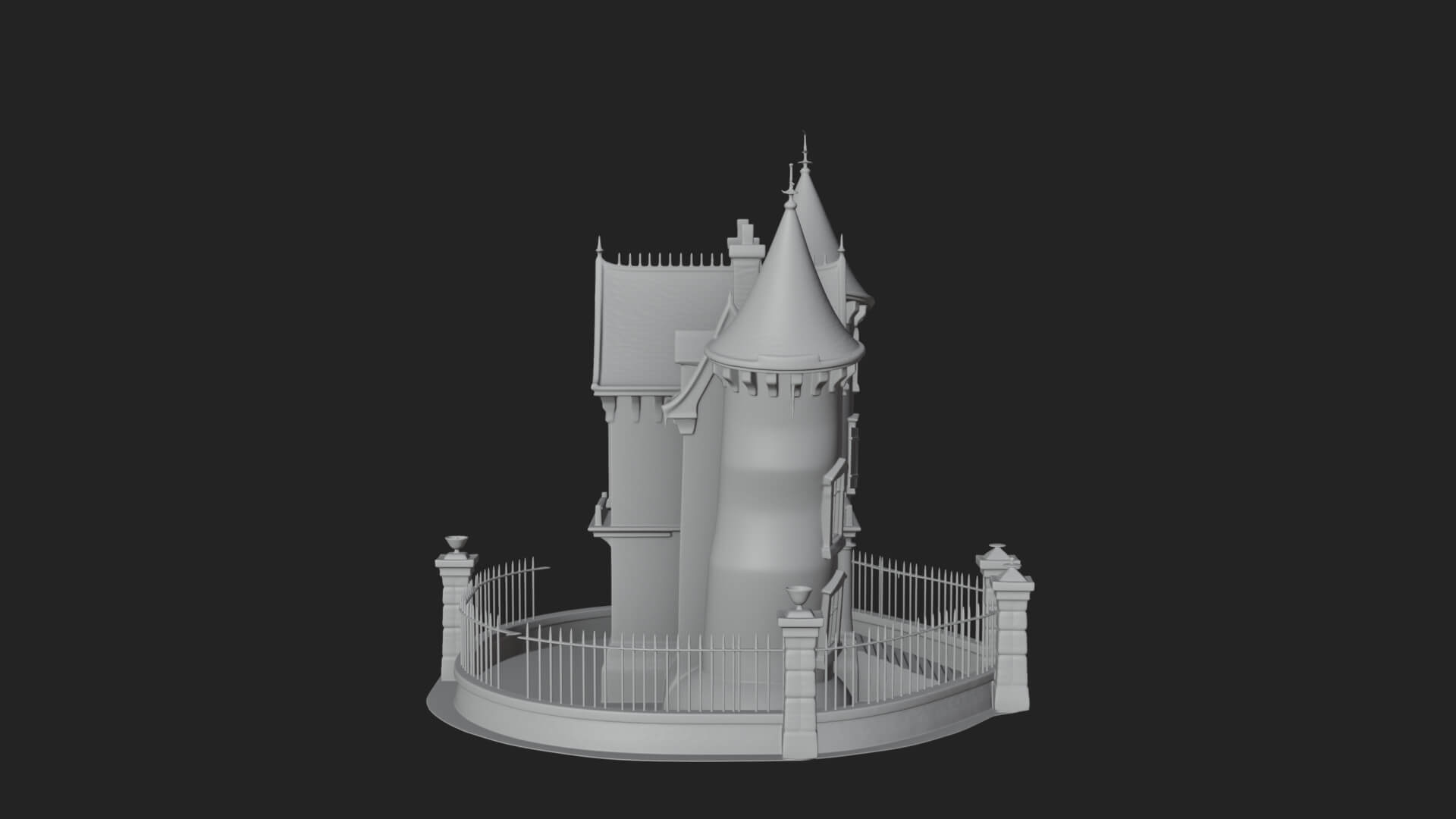 Victorian Spire Mansion Model Design 6 3D Print Model 3D Model